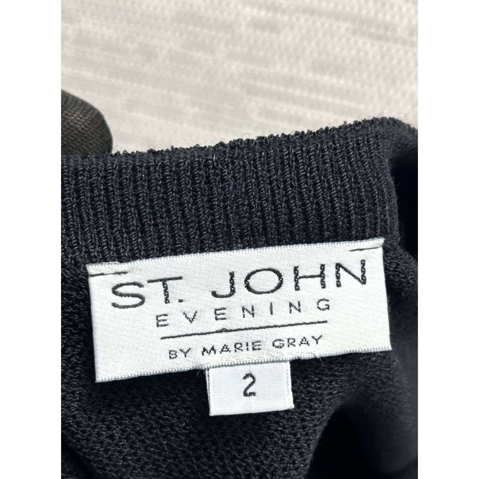 St. John VINTAGE? No, St John Evening by Marie Gray Cardigan Sweater Womens 2 Black Tight Knit Winter Size XS / US 0-2 / IT 36-38 - 5 Thumbnail