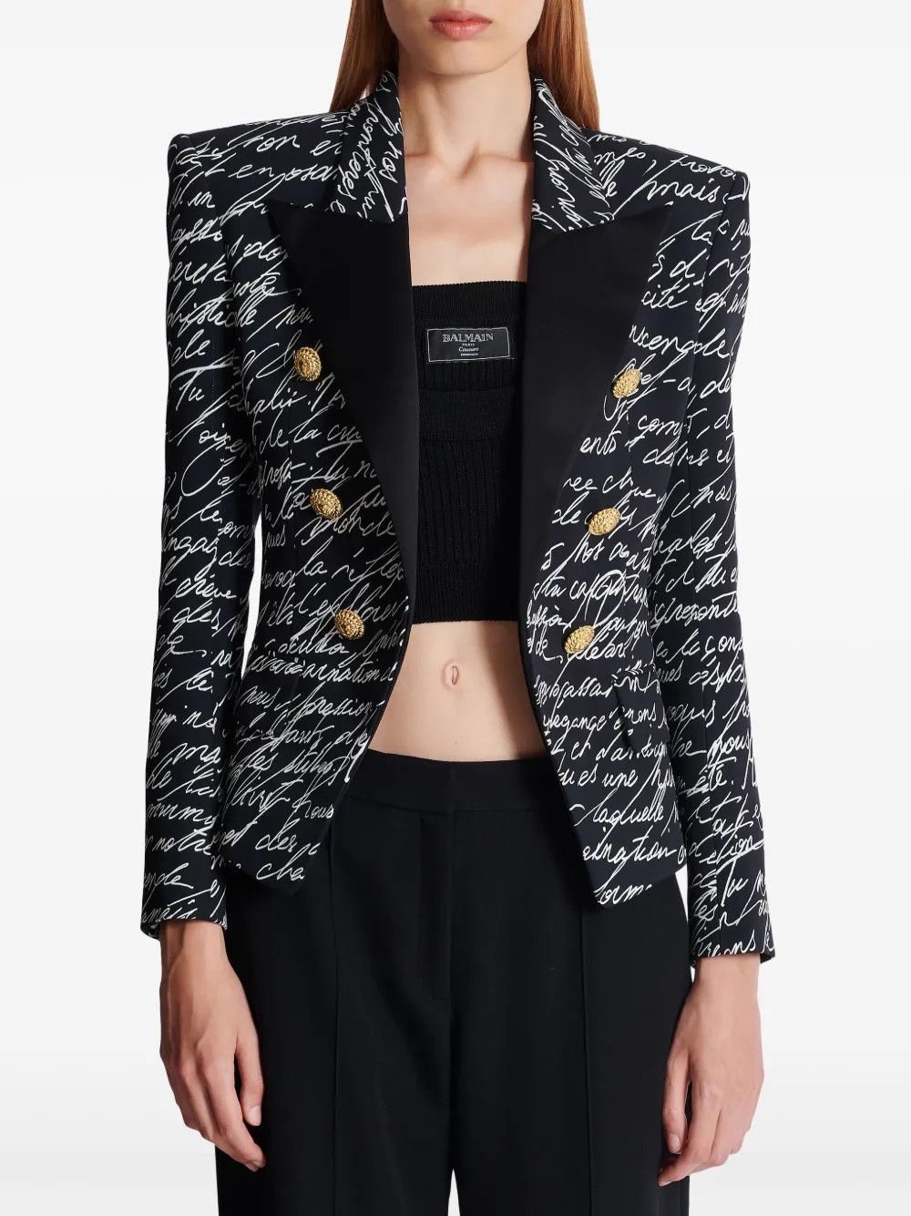 Balmain o1s1wg111225 Love Letter Tailored Jacket in Black Size S / US 4 / IT 40 - 2 Thumbnail