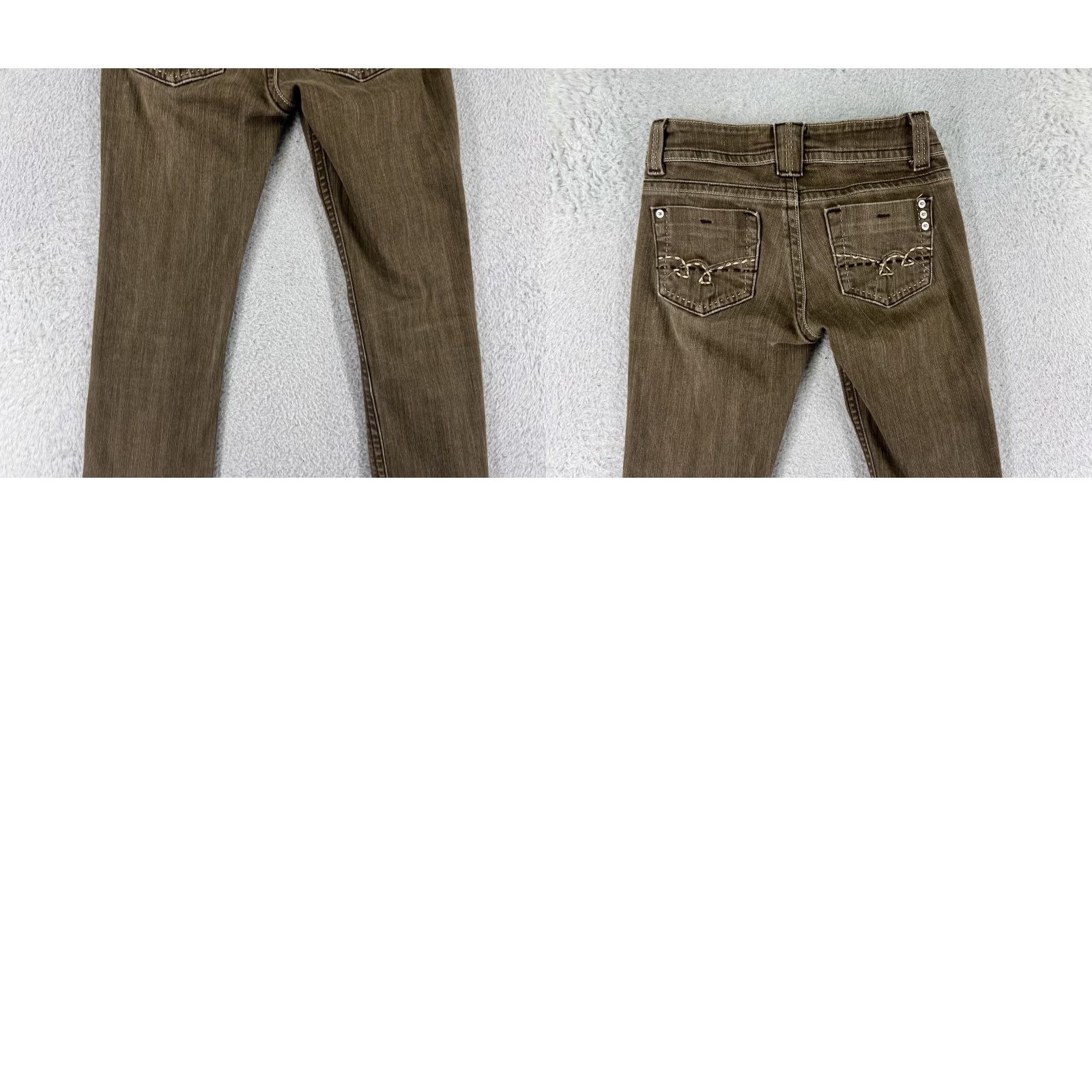 Miss Me Miss Me Jeans Distressed Brown Denim Jean 14 Girls Straight Leg Embroidered 5-Pocket Design Size 36" / US 14 / IT 50 - 10 Thumbnail