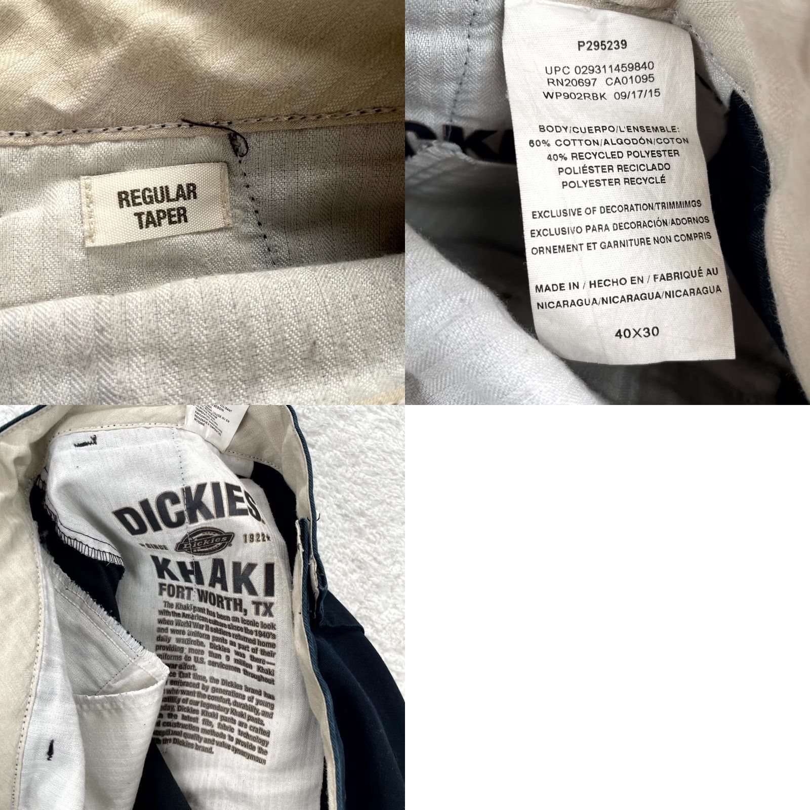 Dickies Dickies Pants Mens 40x29 Black Khakis Cotton Tapered Leg Regular Fit Zip Fly Pants Mens Regular Khakis Black 40x29 Dickies Size US 40 / EU 56 - 8 Thumbnail