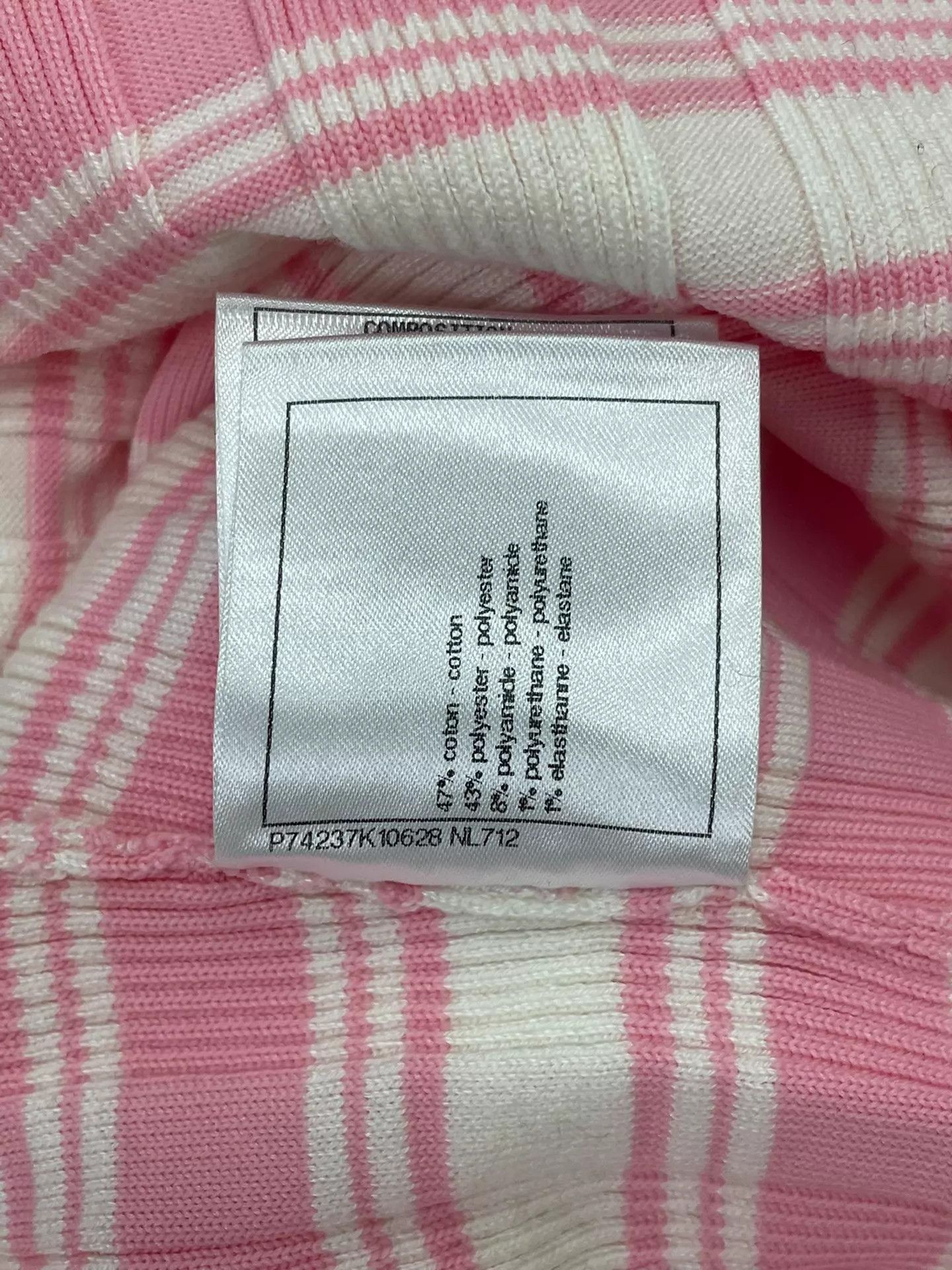 Chanel Chanel Pink Striped Knit Short Sleeve 38 Stretchy Near New Size S / US 4 / IT 40 - 7 Thumbnail
