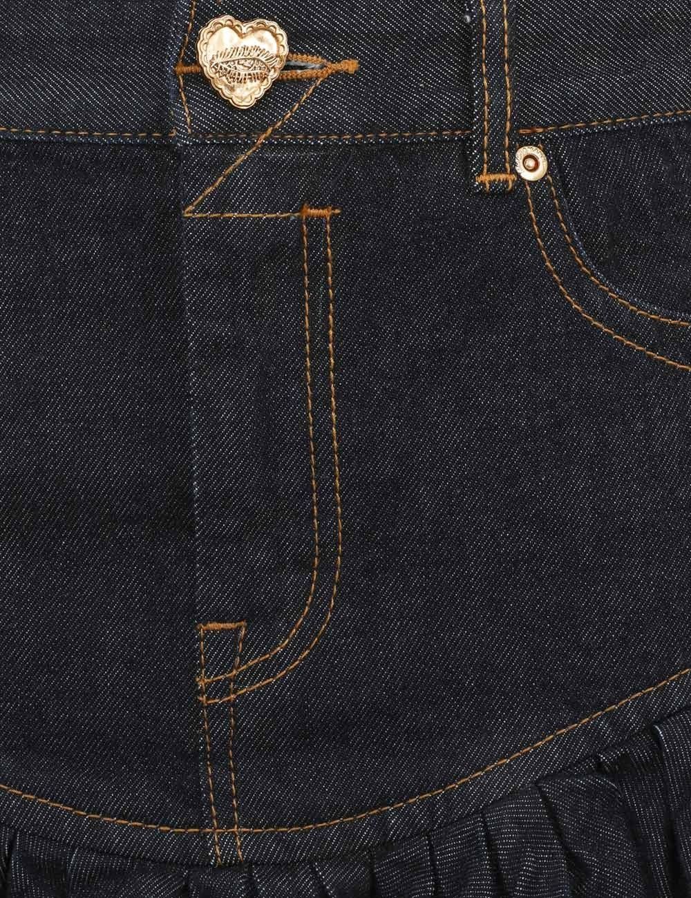 Zimmermann oc11z1025 Crush Denim Frill Mini Skirt in Blue Size 26" / US 2 / IT 38 - 6 Thumbnail