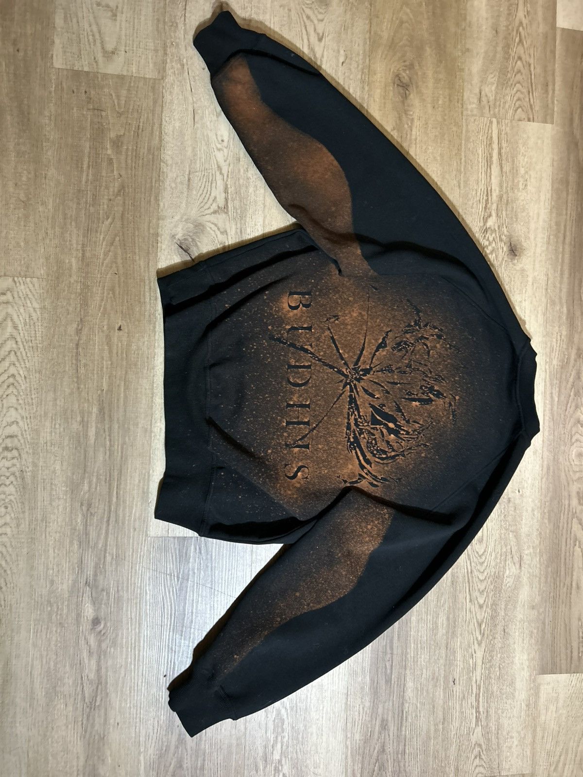 Other BUDHIS Hand-Distressed Black Crewneck – Botanical Bleach Dye Size US M / EU 48-50 / 2 - 8 Thumbnail