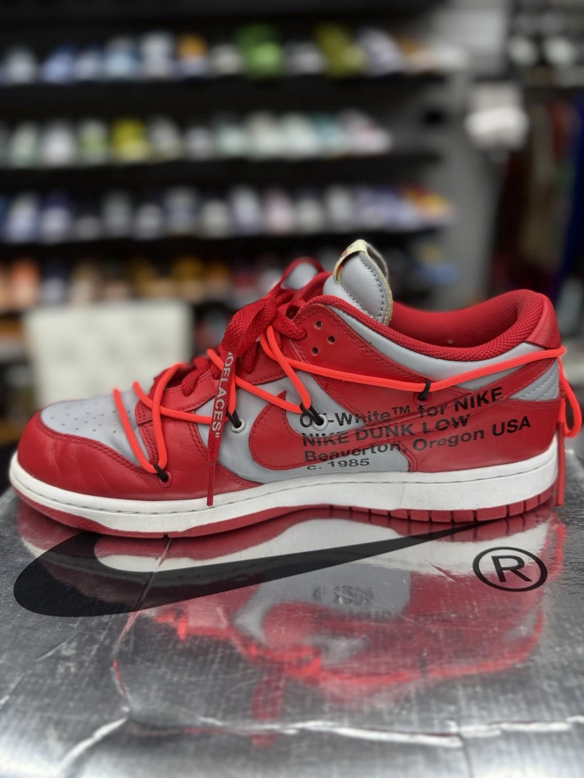 Nike Size 11 - Nike Dunk Low x OFF-WHITE University Red 2019 Size US 11 / EU 44 - 5 Thumbnail