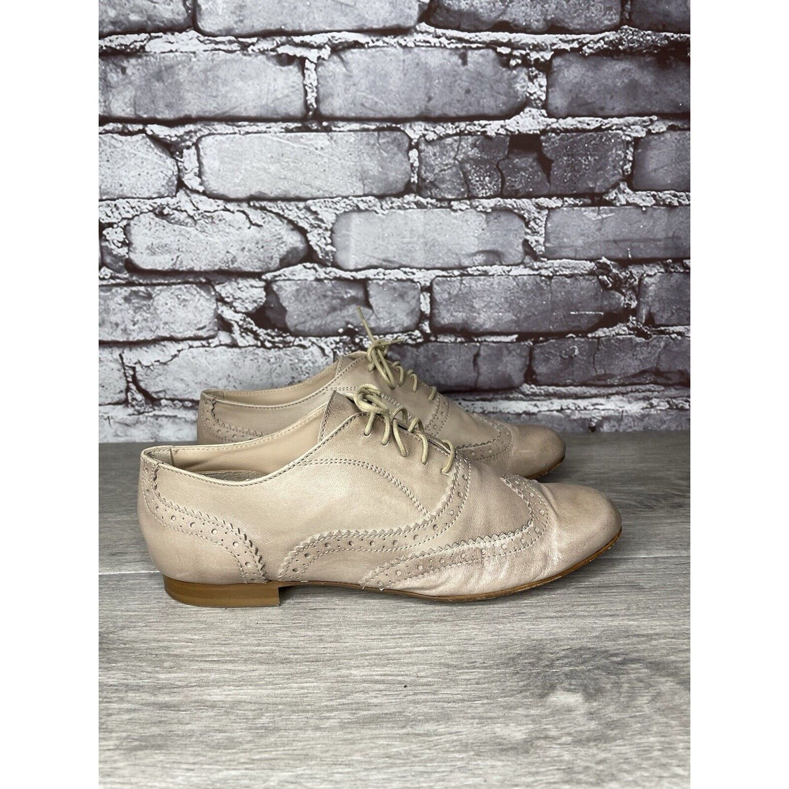 Other Garnet Hill Taupe Nude Felisa Soft Oxfords Wing Tip Shoes Wo Size US 7 / IT 37 - 13 Thumbnail