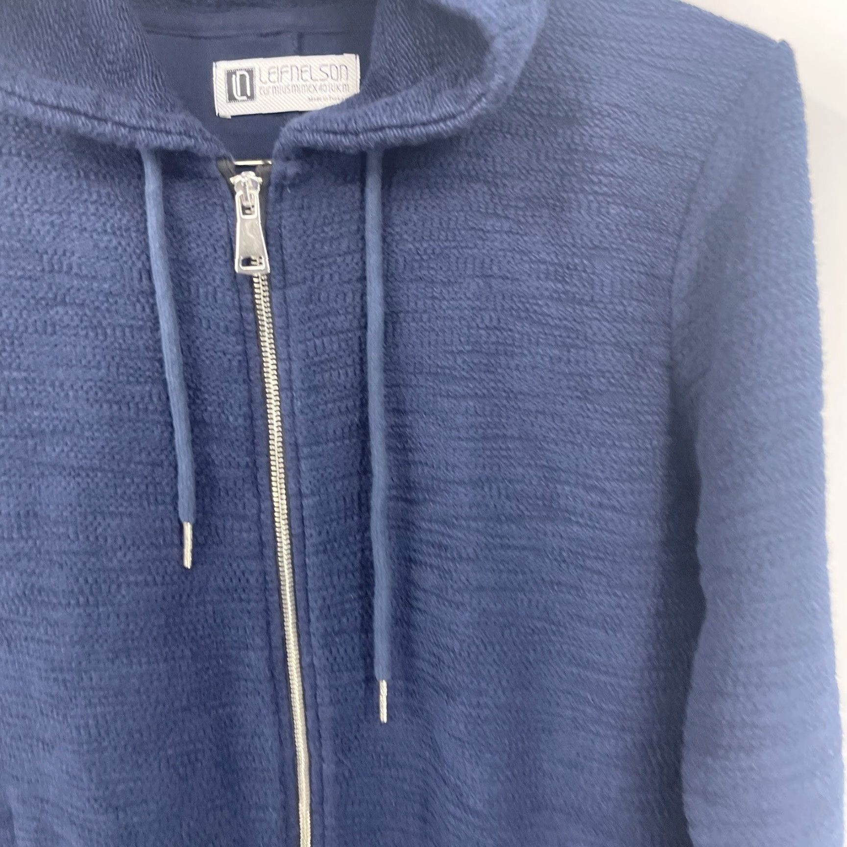 Vintage Leif Nelson Hoodie Zip Sweater Mens M Dark Blue Reverse Knit French Terry Full Zip Adults Medium Blue Modern Classic Sweatshirt Men Size US M / EU 48-50 / 2 - 2 Thumbnail