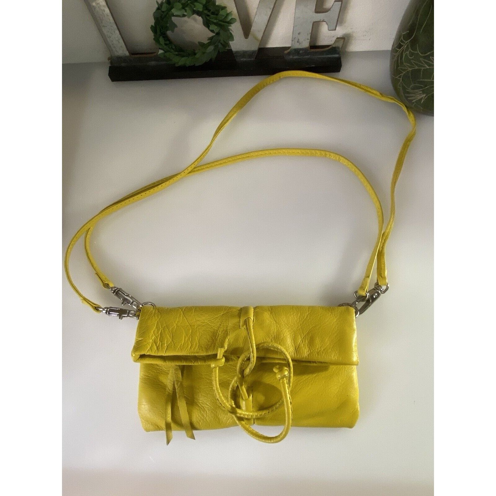 Vintage Arezzo Yellow Leather Small Crossbody Shoulder Bag Clutch Ad Size ONE SIZE - 3 Thumbnail