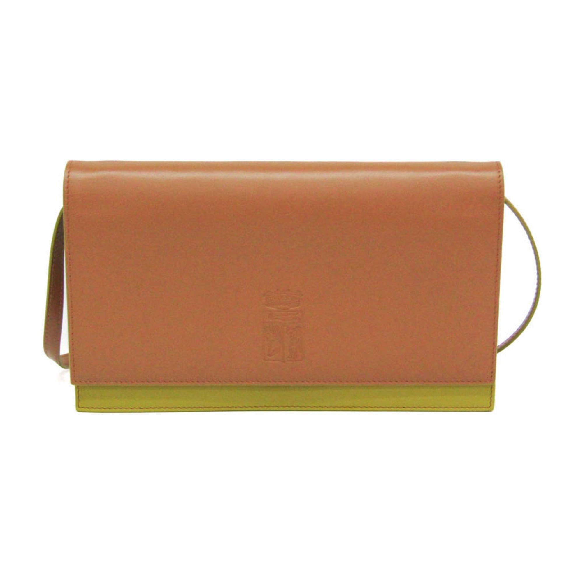 Other Morabito Le Blason Women's Leather Clutch Bag,Shoulder Bag Brown,Light Green Size ONE SIZE - 1 Thumbnail