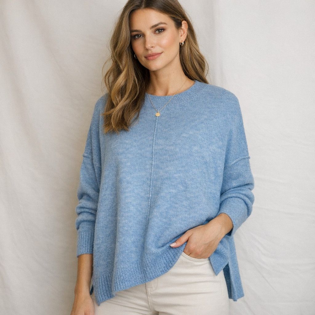 Vince Camuto Vince Camuto Blue Crewneck M Oversized Sweater Preppy Cozy Size M / US 6-8 / IT 42-44 - 1 Thumbnail