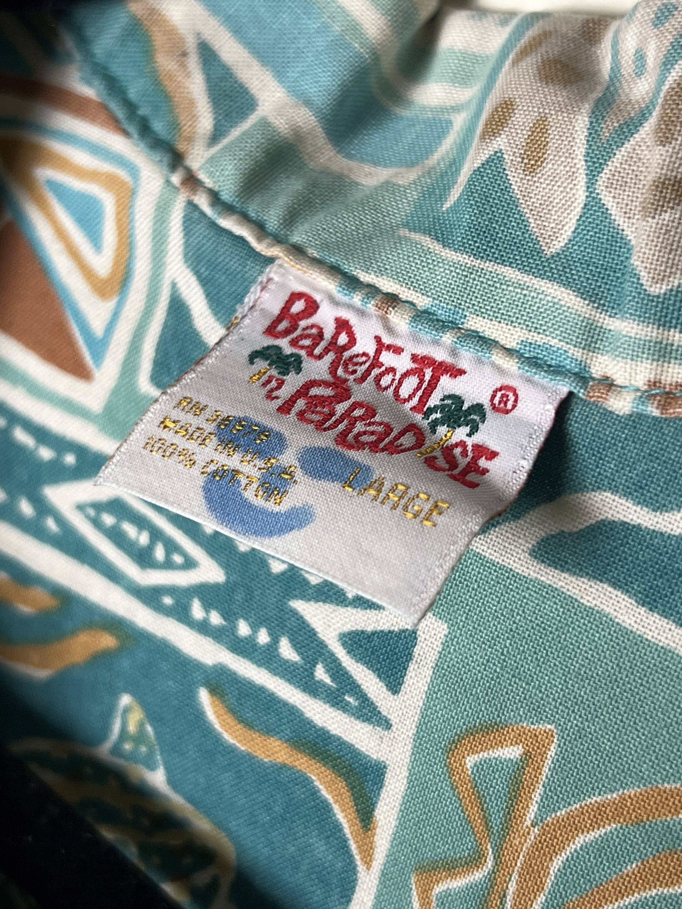 Vintage Vntg 70s Hawaiian Aloha Shirt: Barefoot in Paradise Abstract Size US L / EU 52-54 / 3 - 7 Thumbnail