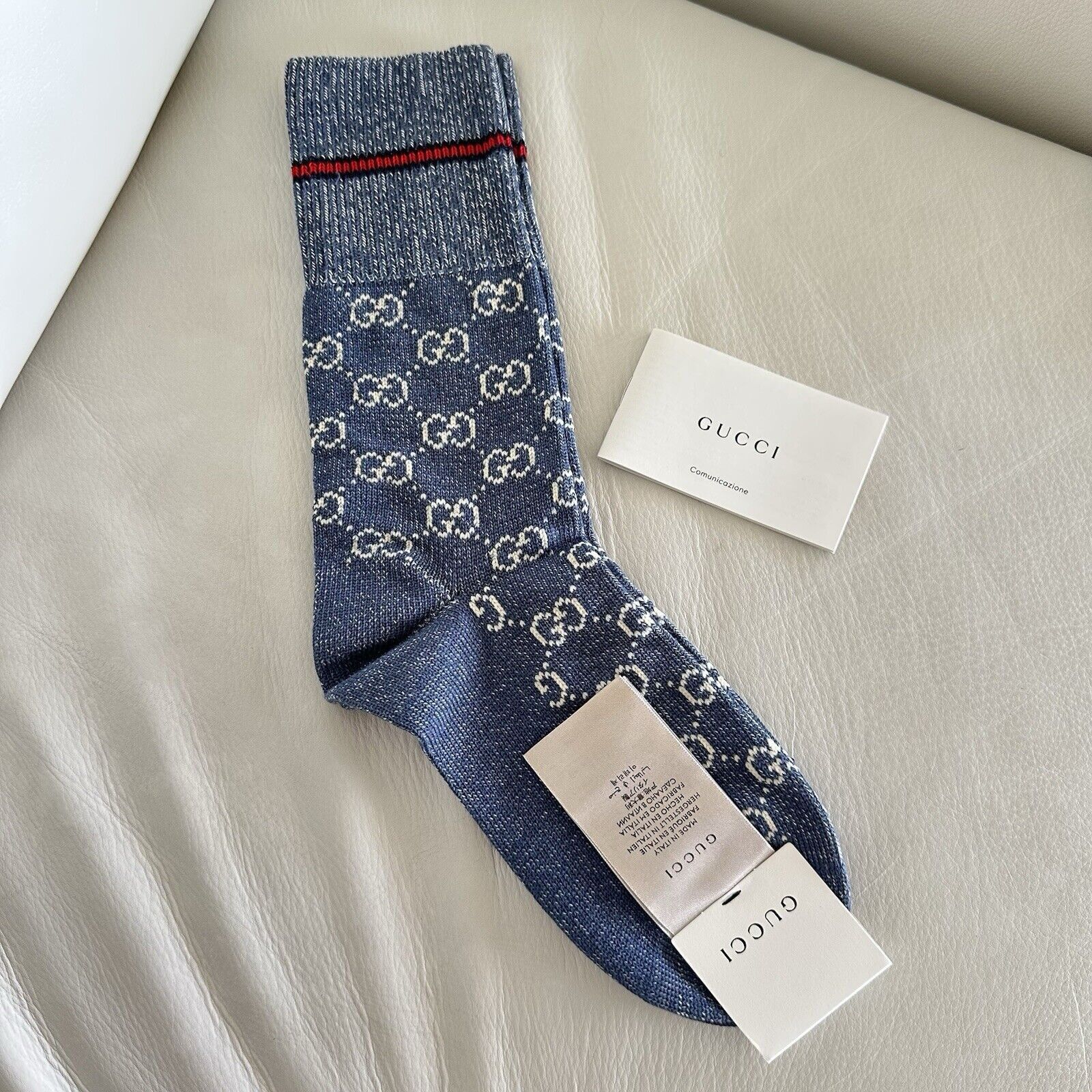 Gucci NWT Gucci Socks BLUE GG LOGO Wool Sz S Size ONE SIZE - 5 Thumbnail