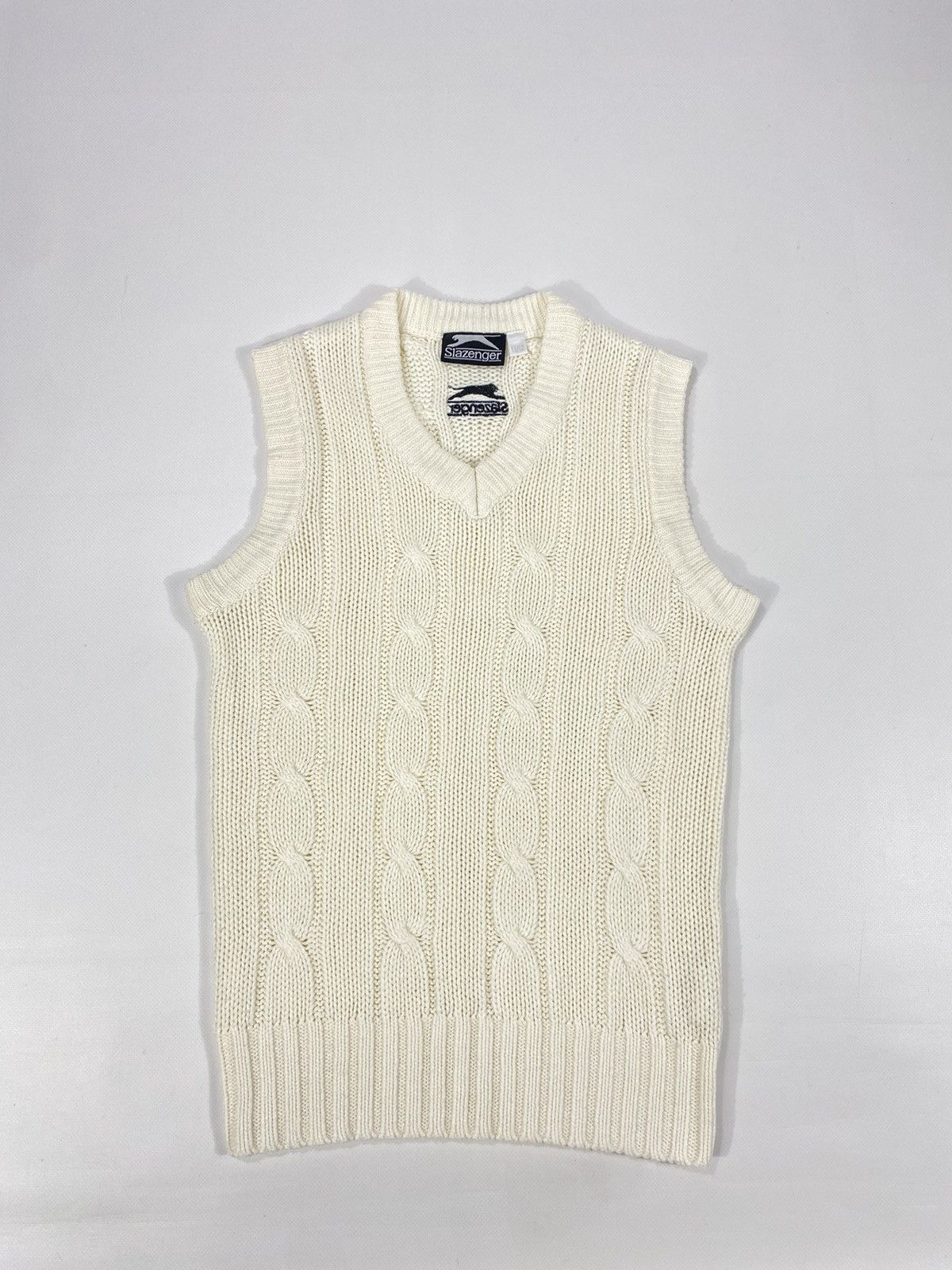 Vintage 🔥LASTDROP🔥 Slazenger Cozy Cable Knit School Vest Sweater Size S / US 4 / IT 40 - 3 Thumbnail
