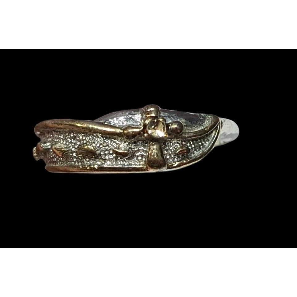 Other Religious Footprint And Cross Christian Silver Tone Ring Size ONE SIZE - 2 Thumbnail