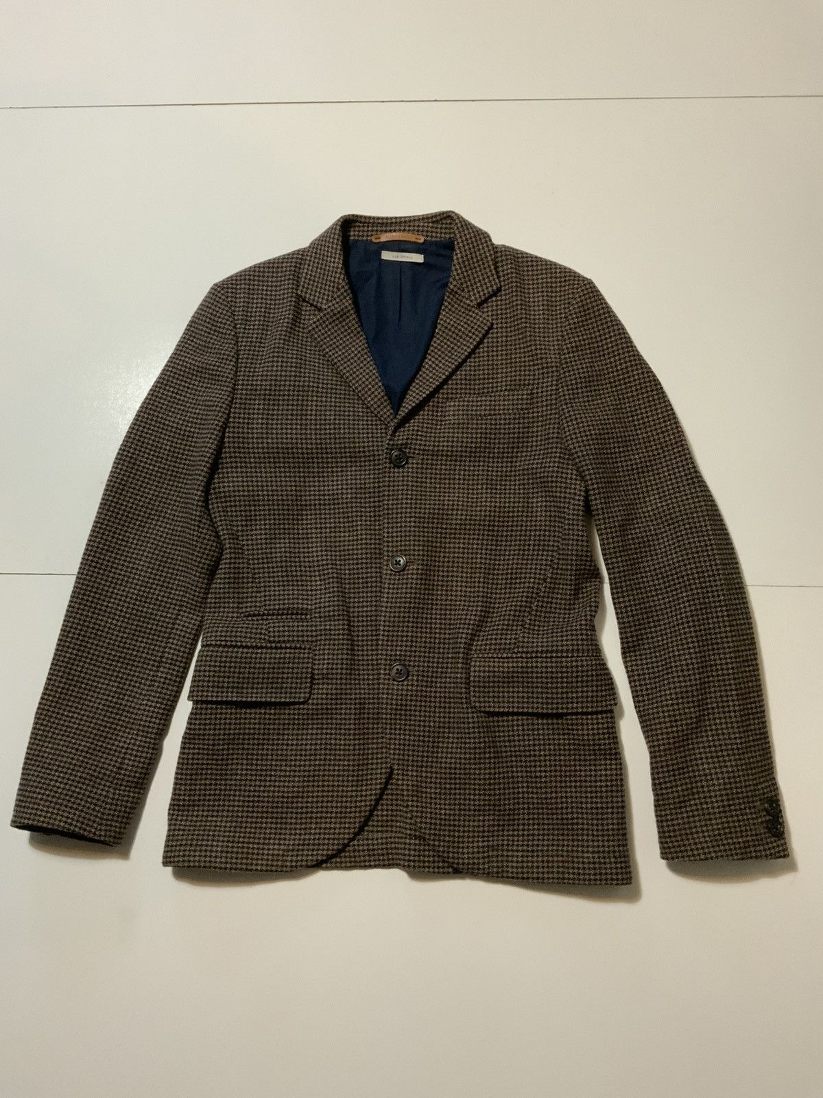 Aubin & Wills Houndstooth Wool Linen Blend Blazer Jacket
