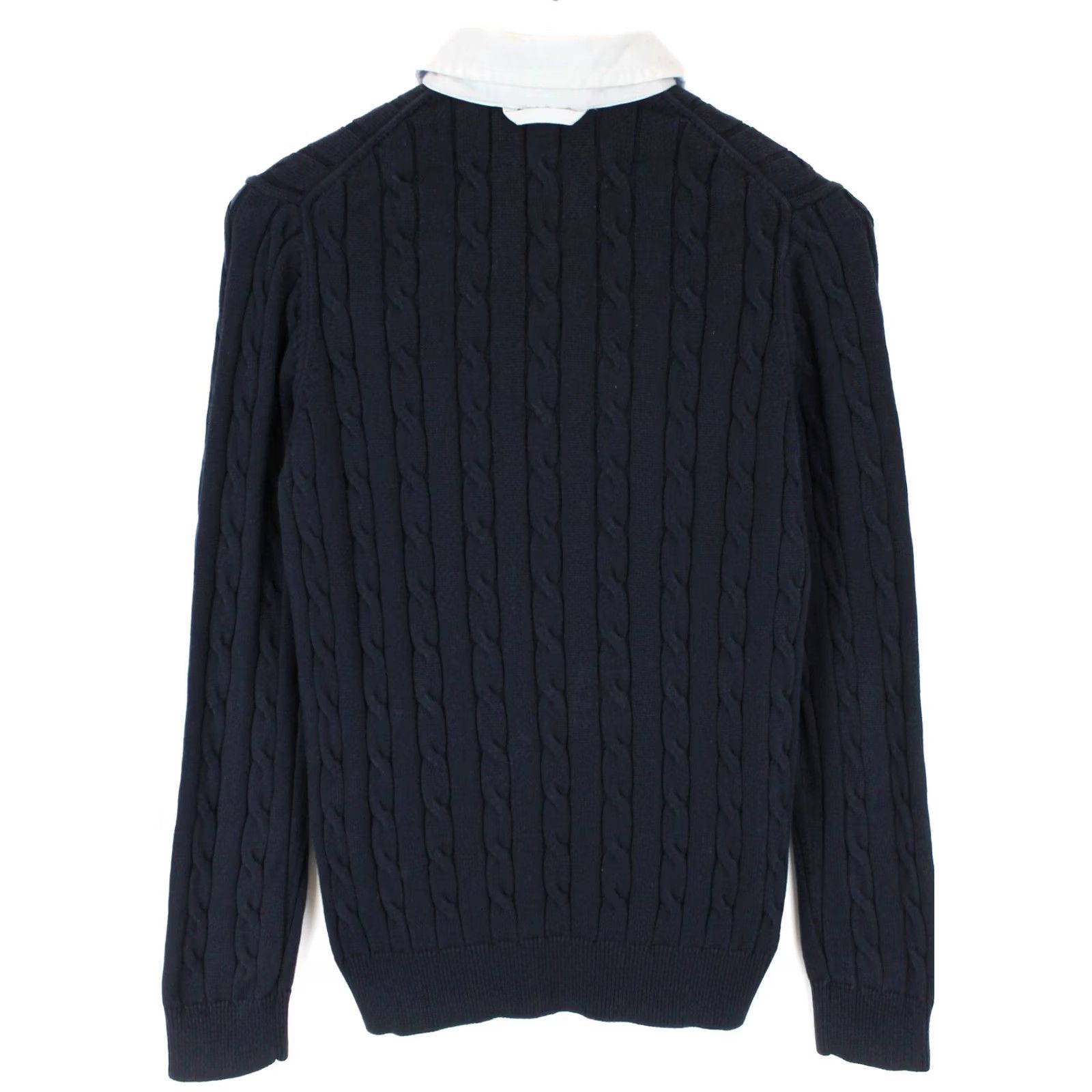 Gant GANT Jumper Mens SMALL Pullover Cable Knit Polo Collar Dark Blue Size US S / EU 44-46 / 1 - 2 Thumbnail