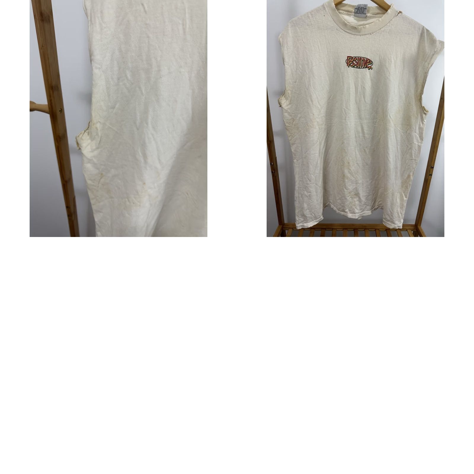 Vintage VINTAGE Balzout T-Shirt XL Cream 90s Peace Not War Love Not Hate Positve Thrashed Worn Mens Size US XL / EU 56 / 4 - 8 Thumbnail