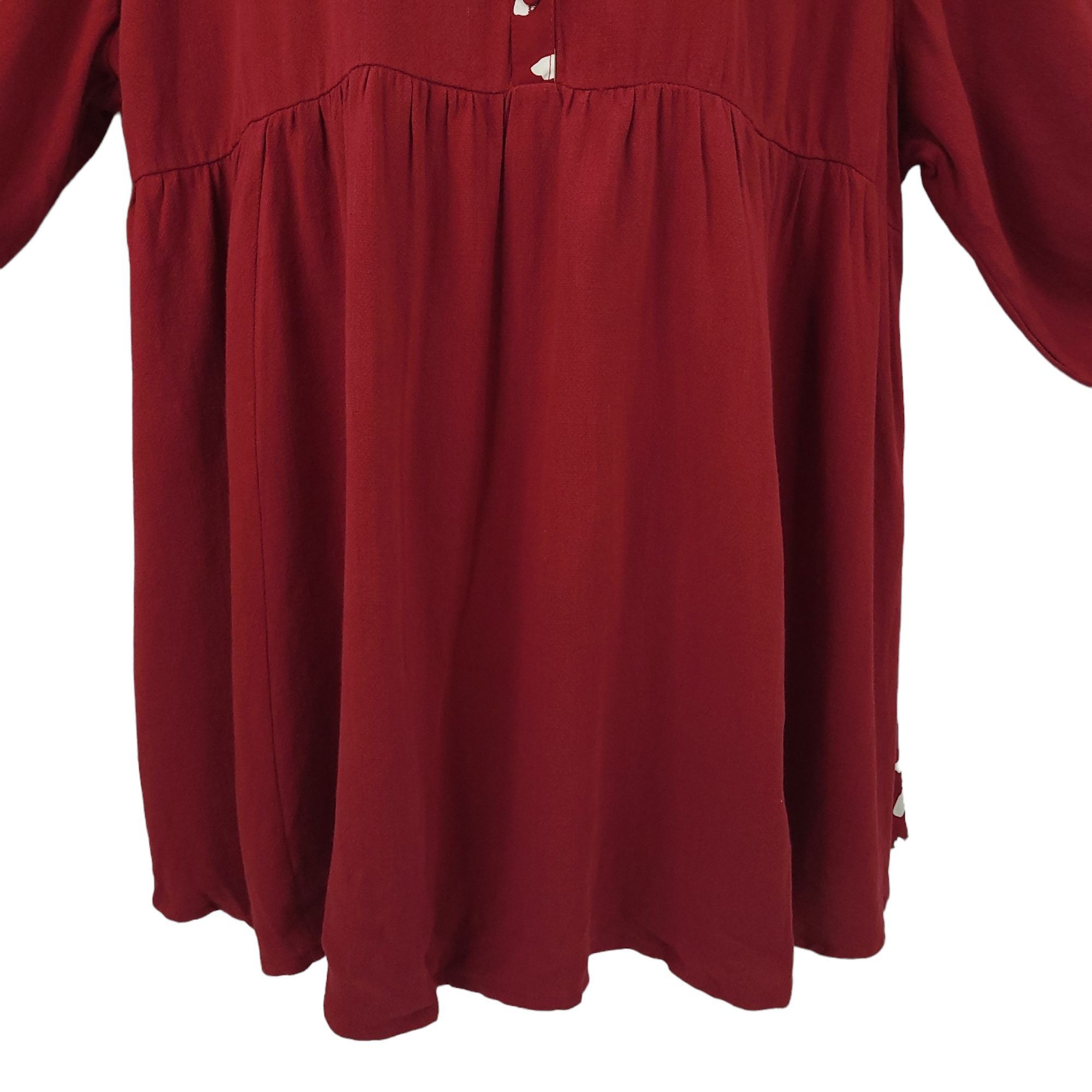 Other Umgee Burgundy Babydoll Tunic Top L Dalmatian Print Collar Size L / US 10 / IT 46 - 4 Thumbnail