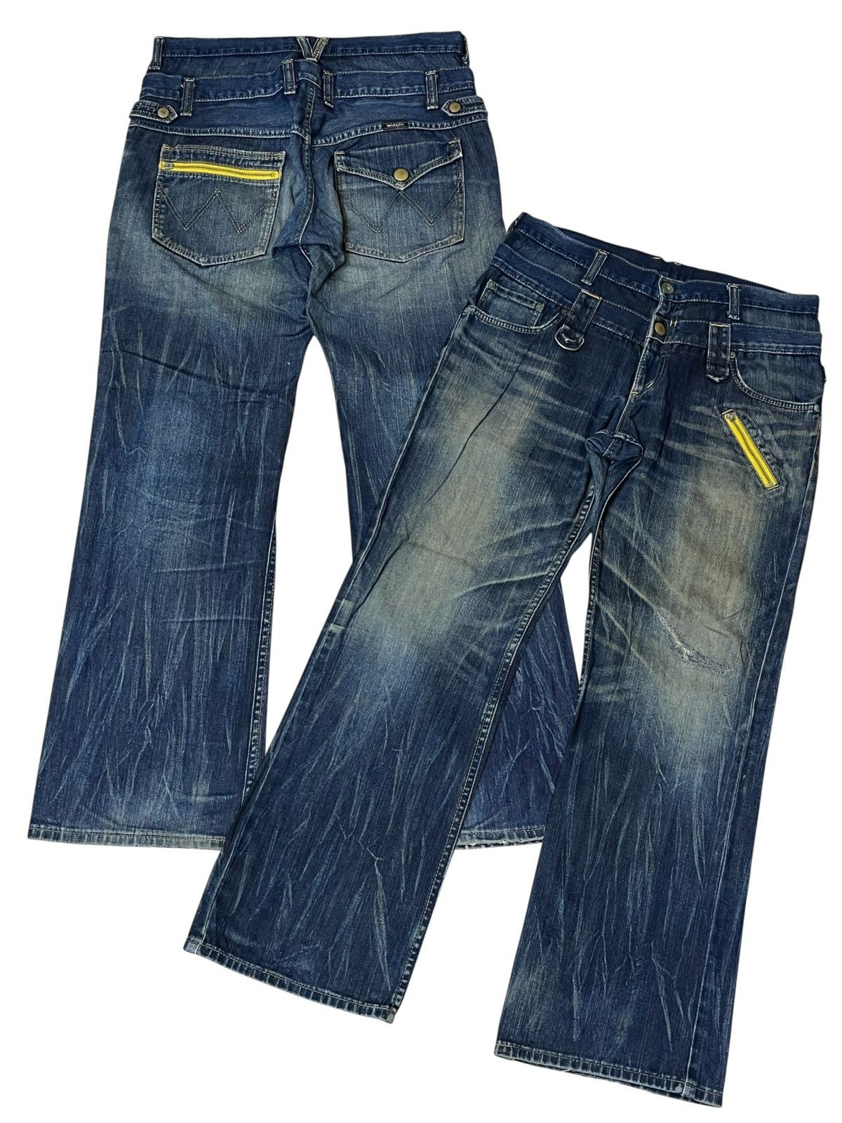 Wrangler Vintage 90s Japanese WRANGLER double waist distressed jeans Size US 34 / EU 50 - 1 Thumbnail