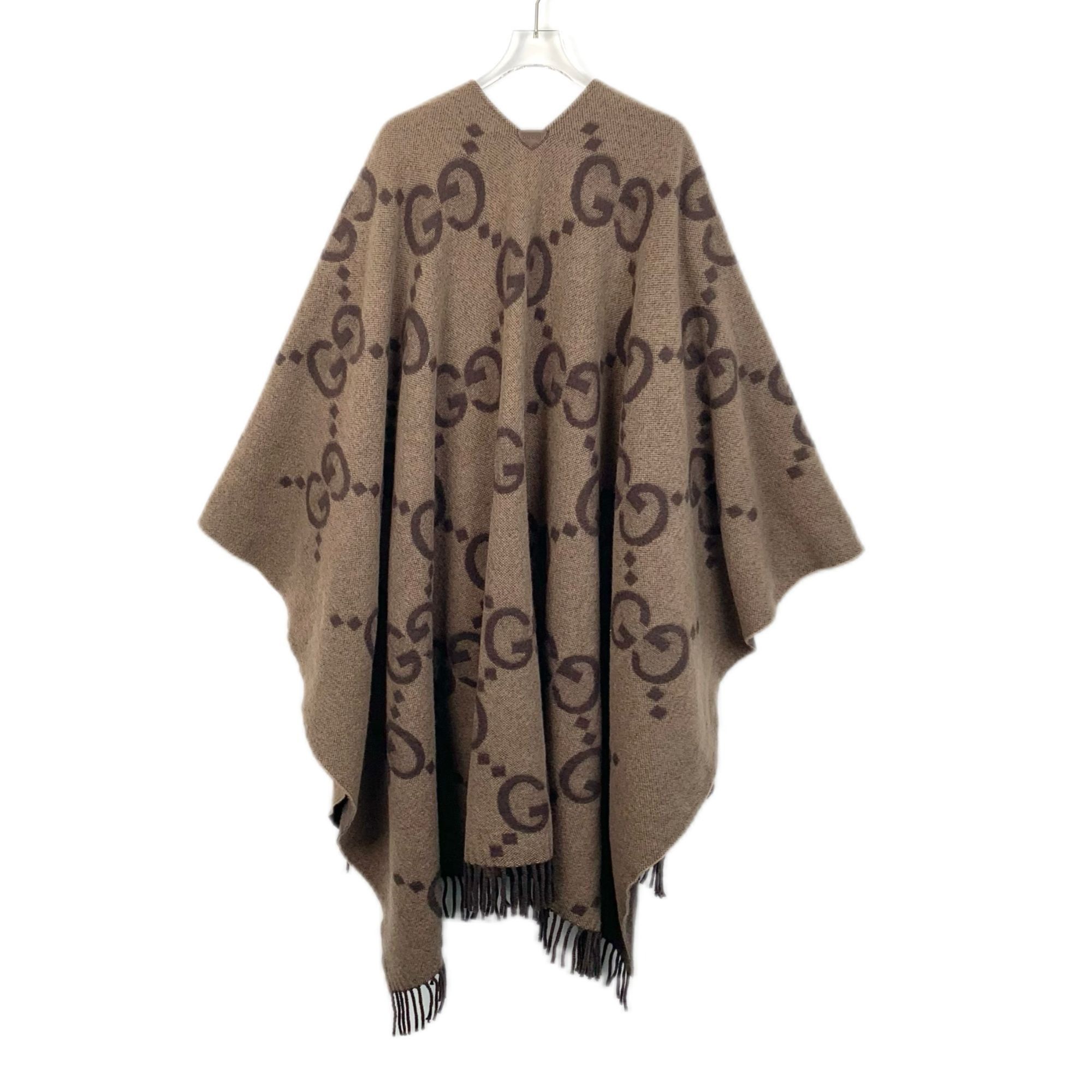 Gucci Gucci GG Logo Wool Cashmere Poncho Shawl Wrap Cape With Frin Size M / US 6-8 / IT 42-44 - 2 Thumbnail