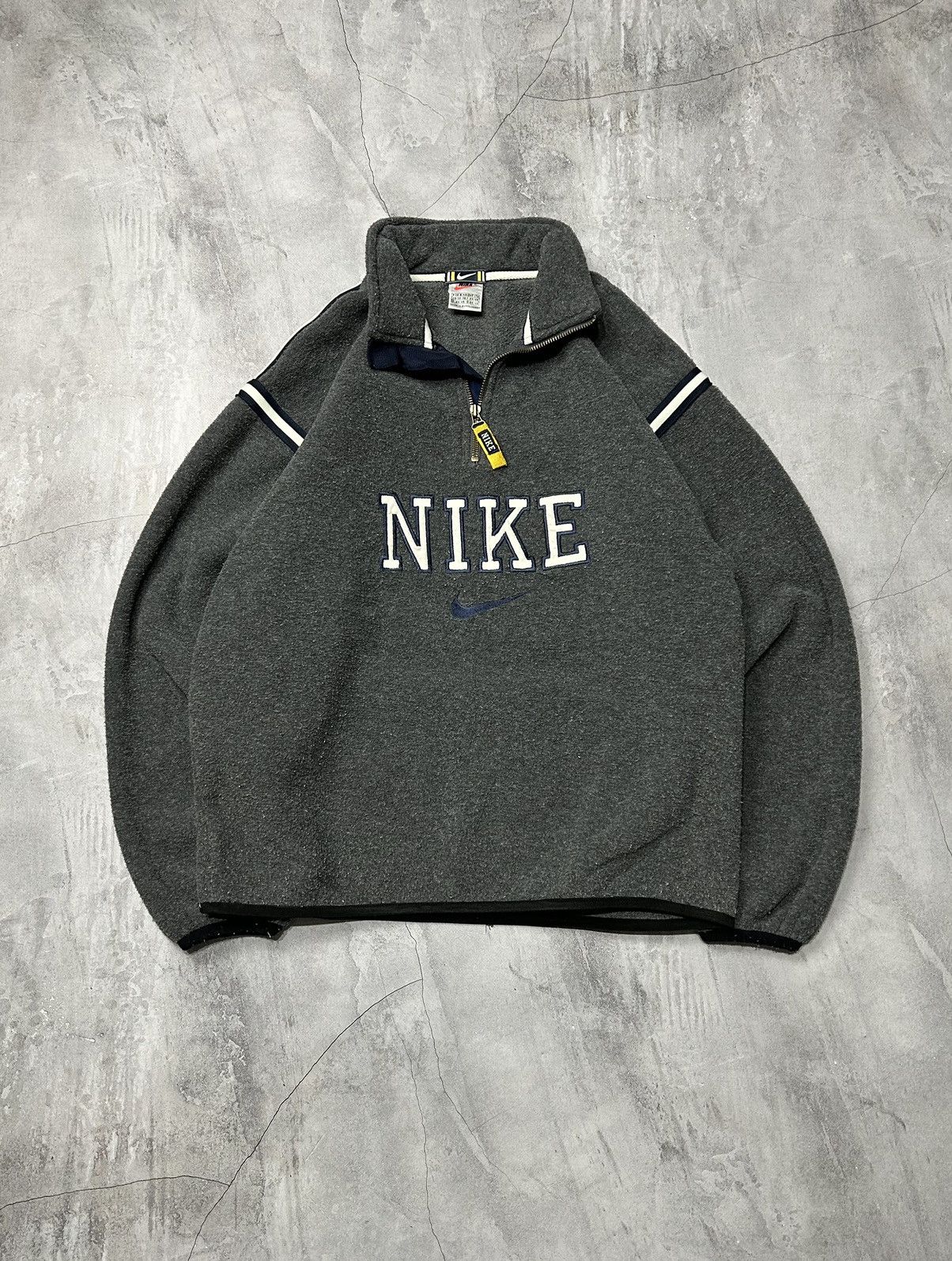 Pre-owned Nike X Nike Acg Vintage Nike Y2k Fleece Sweatshirt Big Nike Logo Cent In Grey