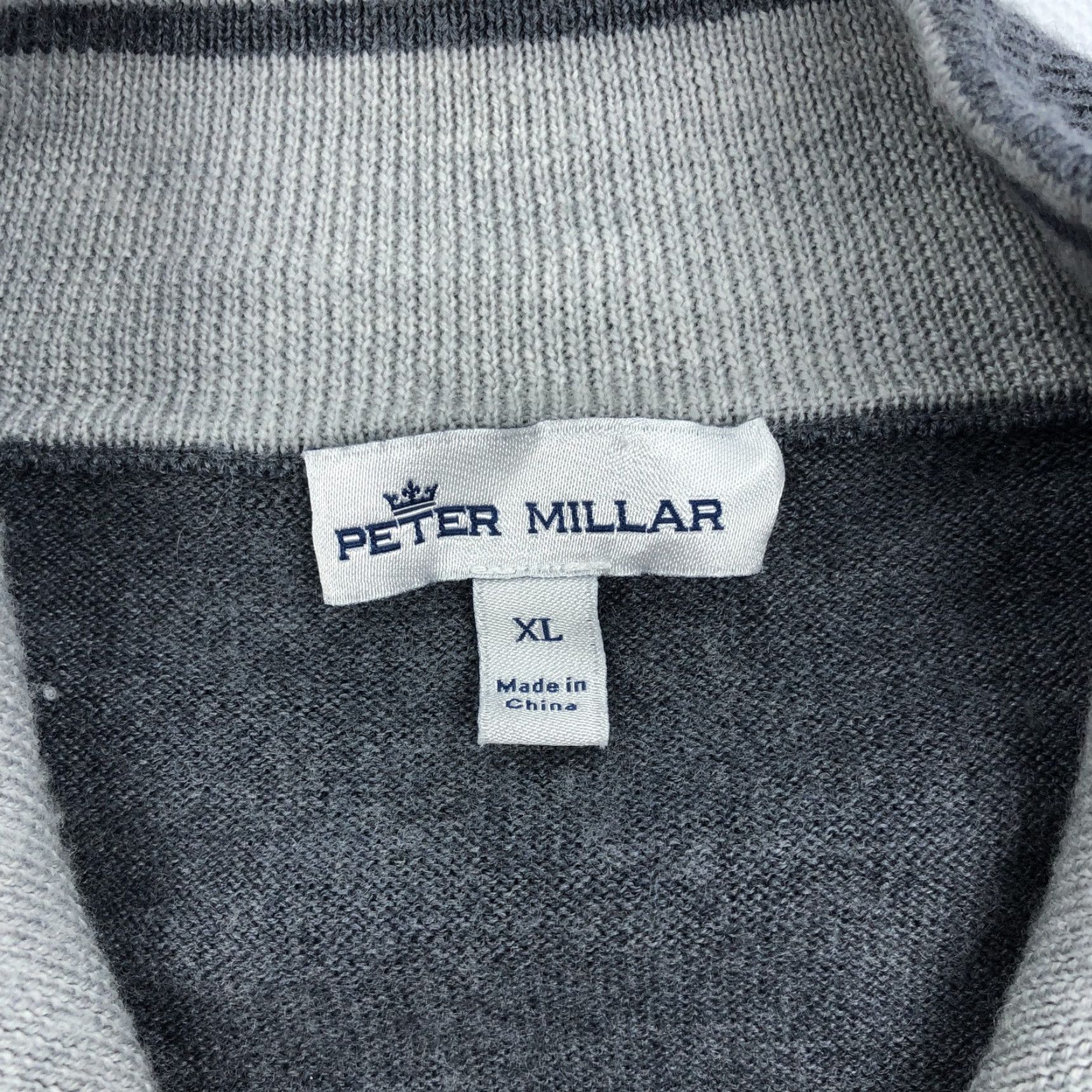 Peter Millar Peter Millar Men's XL Dark Gray Crown Merino Wool Silk 1/4 Zip Mock Neck Sweater Size US XL / EU 56 / 4 - 3 Thumbnail