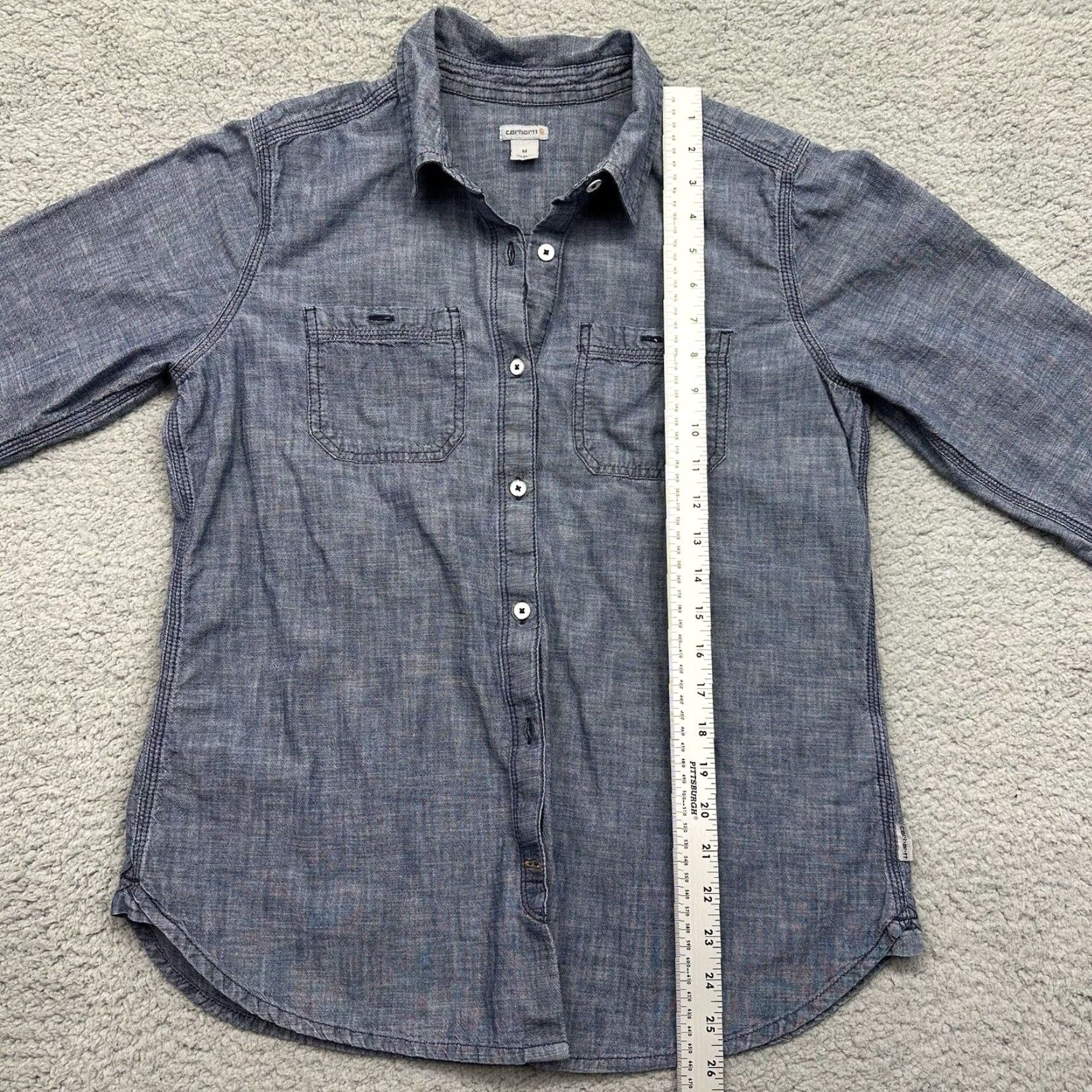 Carhartt Carhartt Shirt Women M Milam Blue Button Down Long Sleeve RelaxedFit 102073-402 Size M / US 6-8 / IT 42-44 - 5 Thumbnail