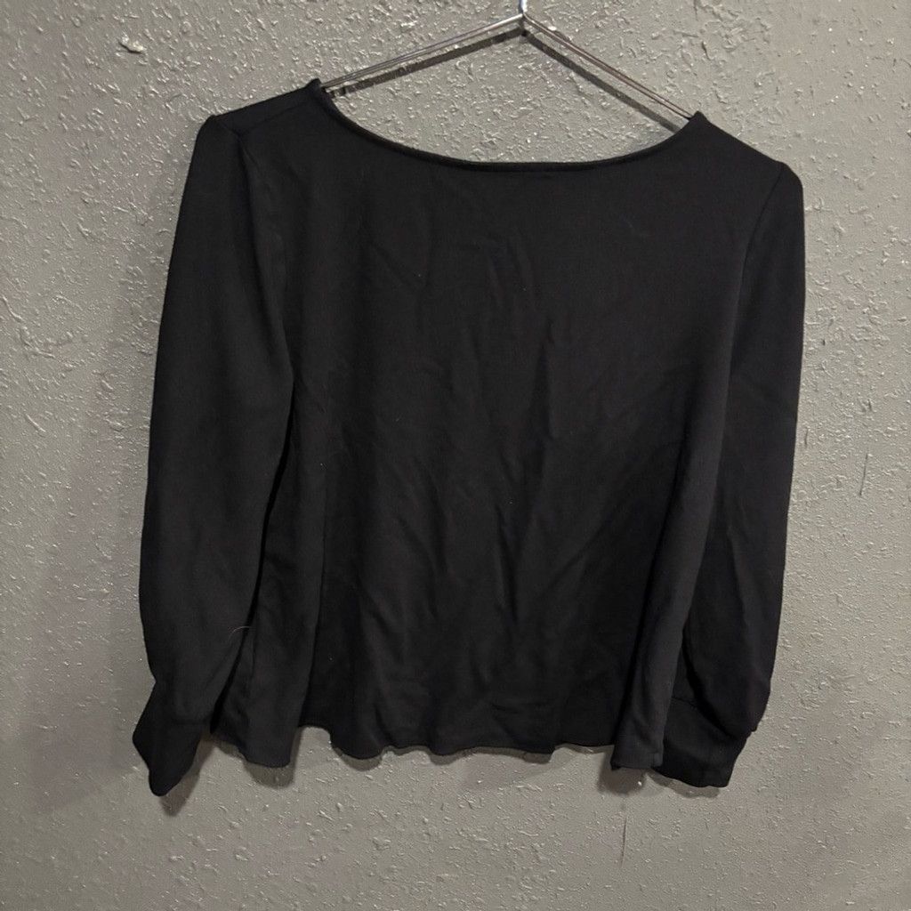 Ann Taylor Ann Taylor Classic Black Sweatshirt Top Size L / US 10 / IT 46 - 1 Thumbnail