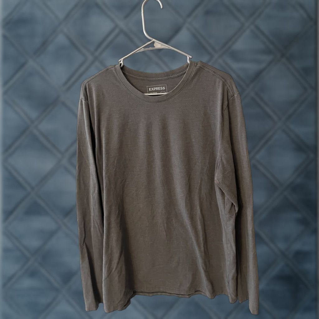 Express EXPRESS Slim Stretch Long Sleeve Gray Mens Shirt XL Size US XL / EU 56 / 4 - 1 Thumbnail