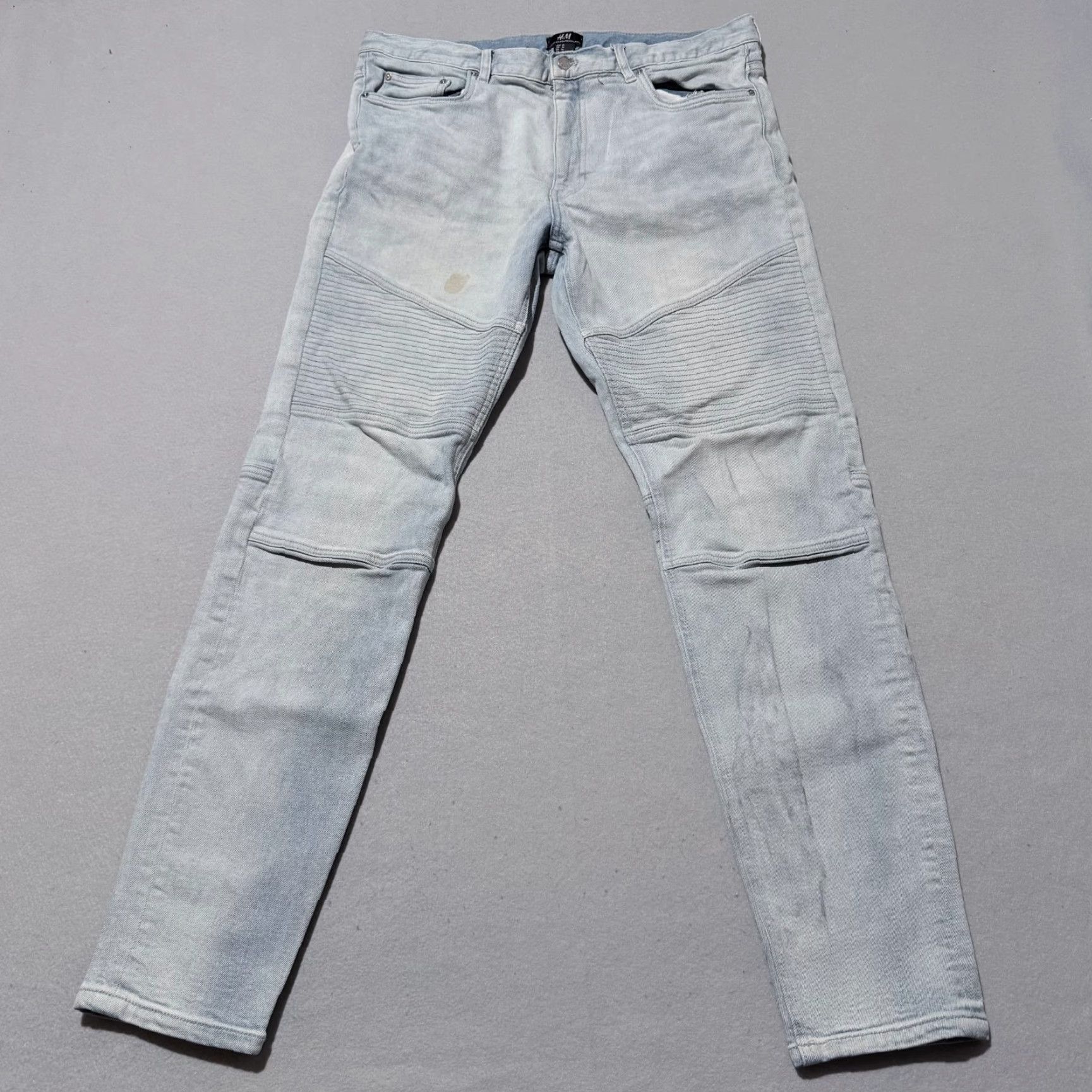 H&M H&M Jeans Men Blue Denim Mid Rise Skinny Moto Biker Zip Fly - 34 Size US 34 / EU 50 - 2 Thumbnail