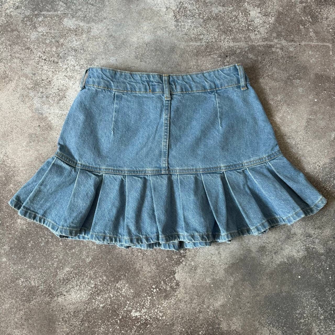 Hysteric Glamour × Vintage Amazing Pleated Blue Denim Mini Skirt (rick owens style) Size 26" / US 2 / IT 38 - 3 Thumbnail