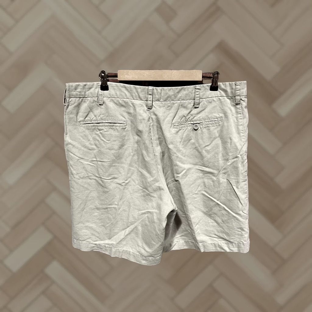 Vintage BREAKWATER Men’s Shorts Khaki Tan Flat Front 42 Linen Cotton Chino Casual Summer Beach City 8in Inseam Belt Loops Regular Mens Size US 42 / EU 58 - 1 Thumbnail