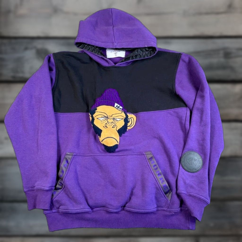 Vintage Kash Monkey Embroidered Hoodie Adult Large Purple Black Sweatshirt Streetwear Size US L / EU 52-54 / 3 - 1 Thumbnail