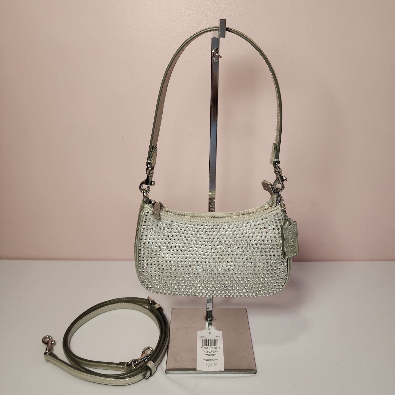 Coach NWT Coach CW322 Teri Mini Crossbody Bag Silver Crystal Size ONE SIZE - 1 Thumbnail