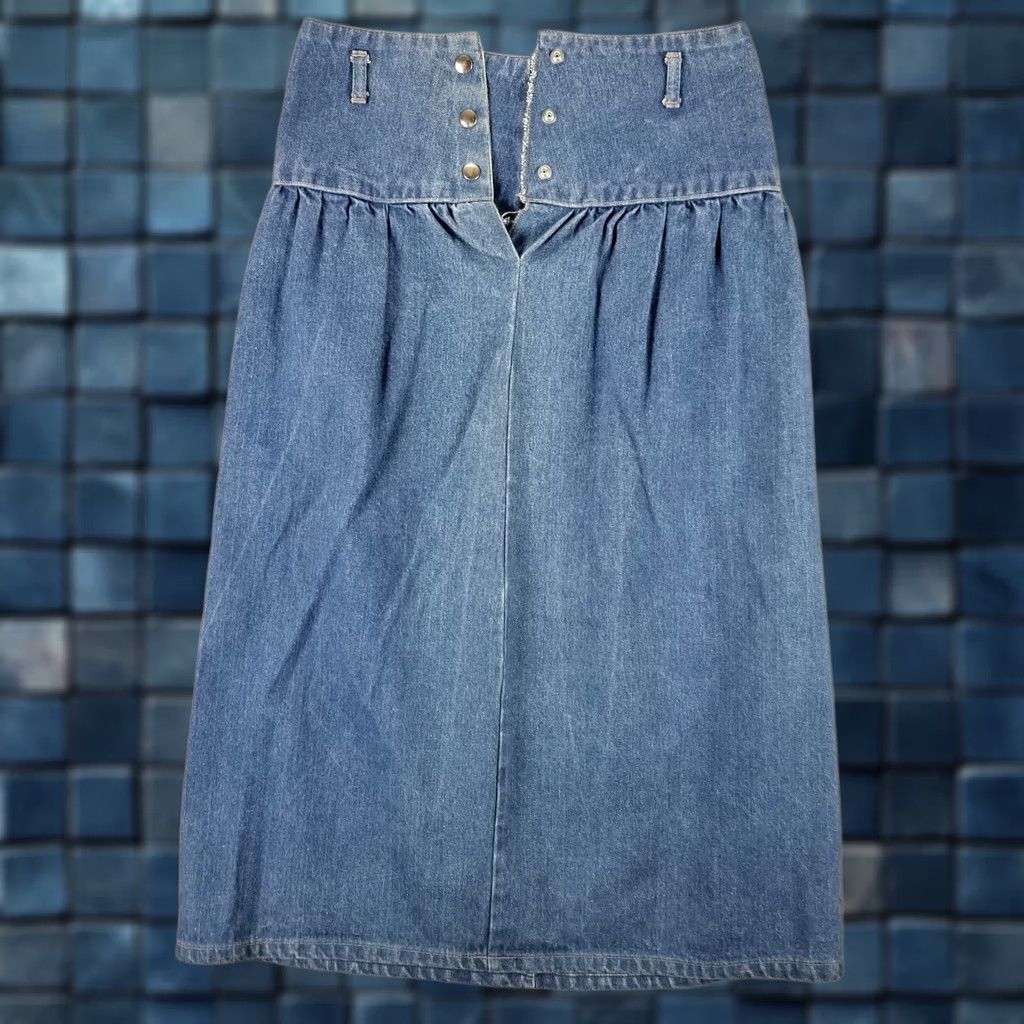 Denime Vintage Denim Maxi Skirt 30X33 Hi Waist Snap Pleated Cottagecore Women Skirt Long Blue 90s Vintage Womens Jeans Skirt Snap Closure Casual Workwear Size 30" / US 8 / IT 44 - 1 Thumbnail
