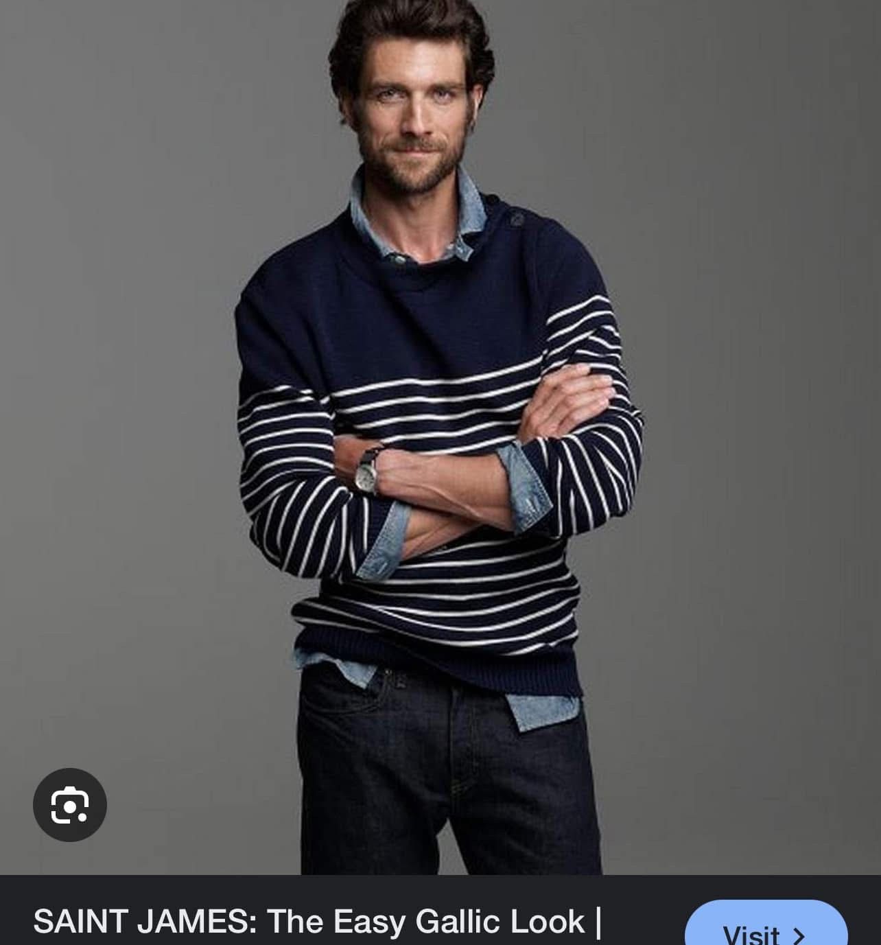 Saint James 2000s Breton sailors jumpers bicnic striped #D3 Size US S / EU 44-46 / 1 - 3 Thumbnail