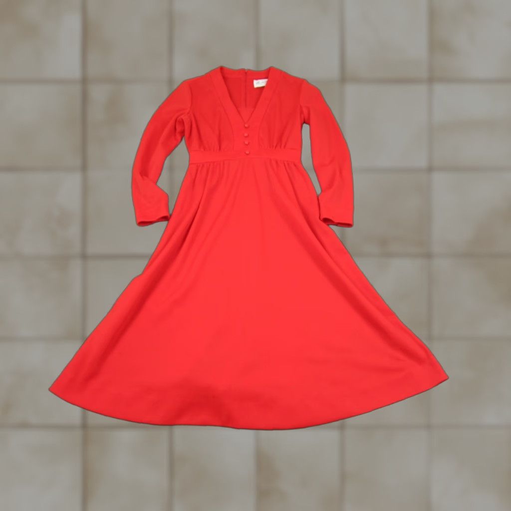 Vintage VINTAGE Butte Knit Mod Dress Womens XS Red A-Line 60s 70s Knit Midi V-Neck 3/4 Sleeve Retro Size XS / US 0-2 / IT 36-38 - 1 Thumbnail