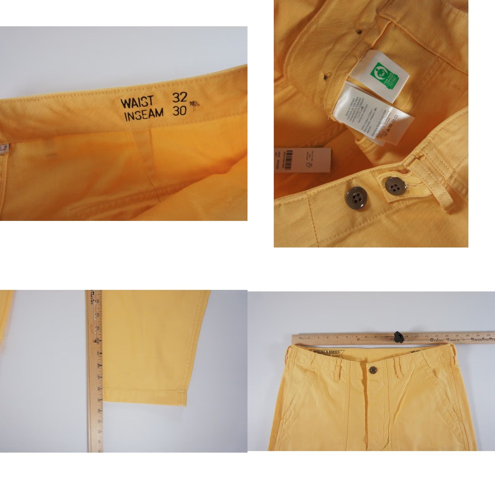 Wallace & Barnes Wallace & Barnes Pant Mens 32x30 Yellow Camp Pant Slub Cotton Outdoors NEW Size US 32 / EU 48 - 8 Thumbnail
