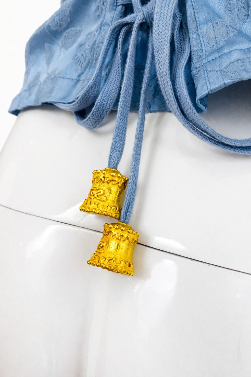Christian Lacroix Christian Lacroix Corset Top – Blue Jacquard Gold Bustier Size S / US 4 / IT 40 - 3 Thumbnail