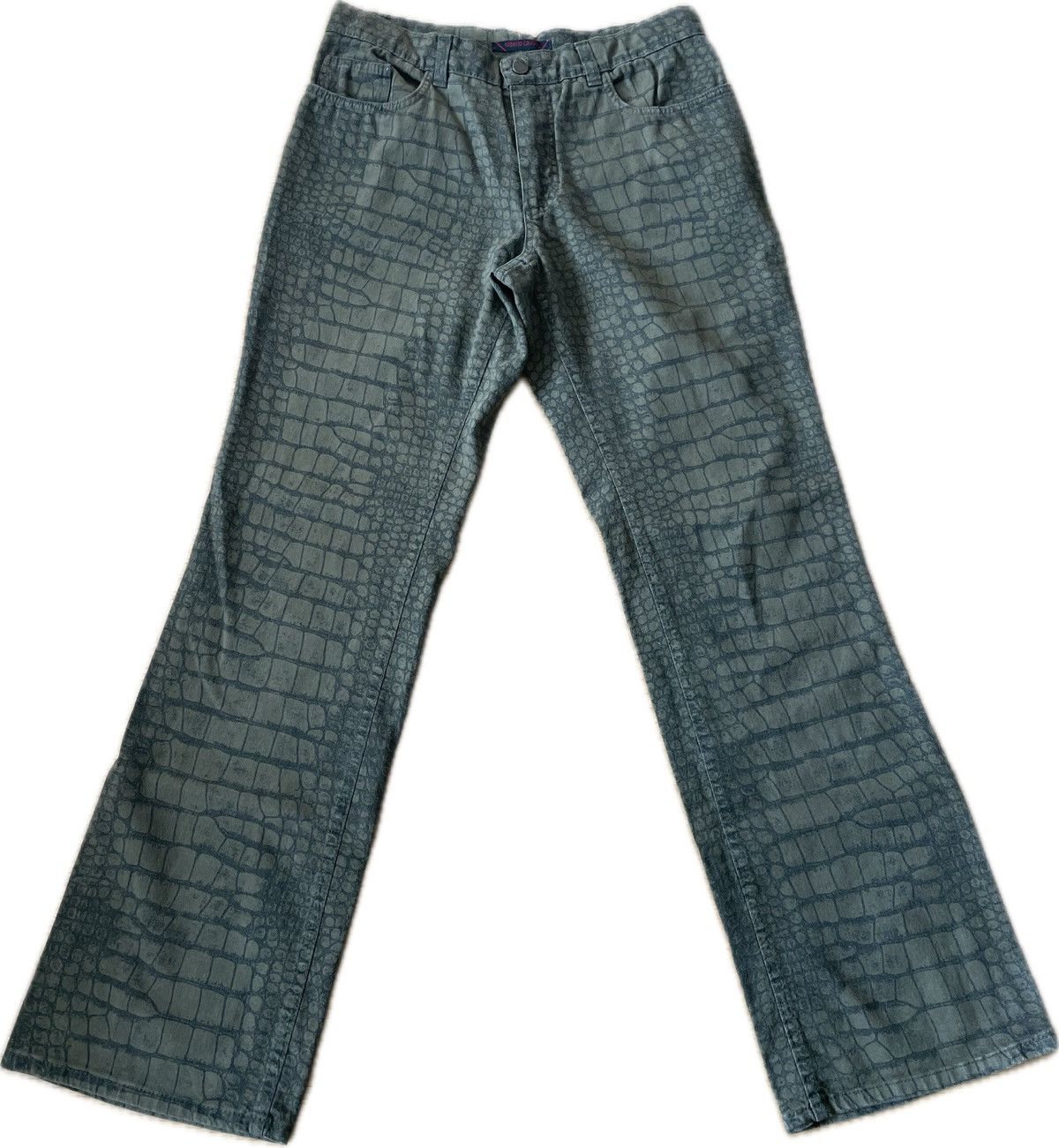 image of Just Cavalli x Roberto Cavalli Snake/crocodile Print Jeans in Dark Olive, Men's (Size 30)