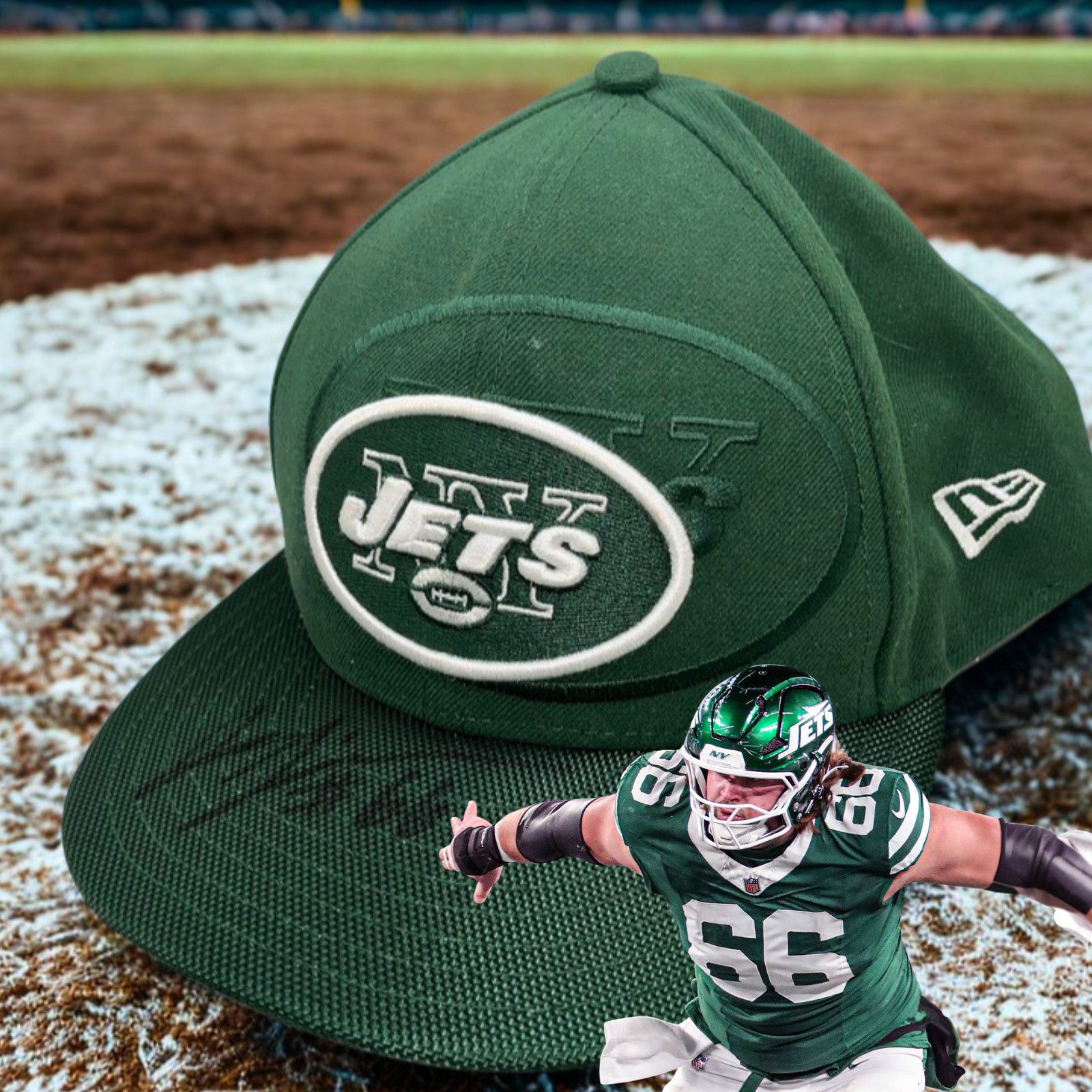 New Era New York Jets Joe Tippmann Signed 59FIFTY Fitted Hat 7 3/4 Size ONE SIZE - 1 Thumbnail