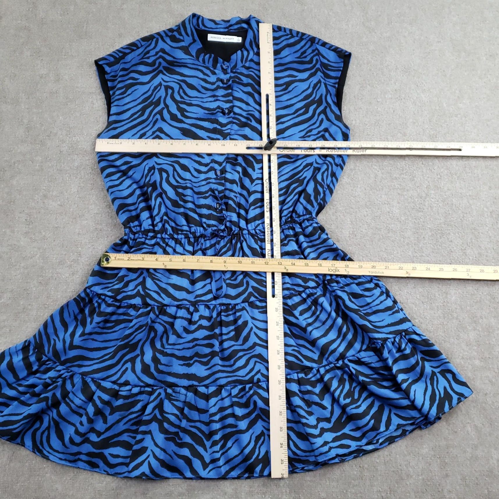 Rebecca Minkoff Rebecca Minkoff Dress Womens L Blue Zebra Print Sleeveless Fit & Flare Mini Size L / US 10 / IT 46 - 2 Thumbnail