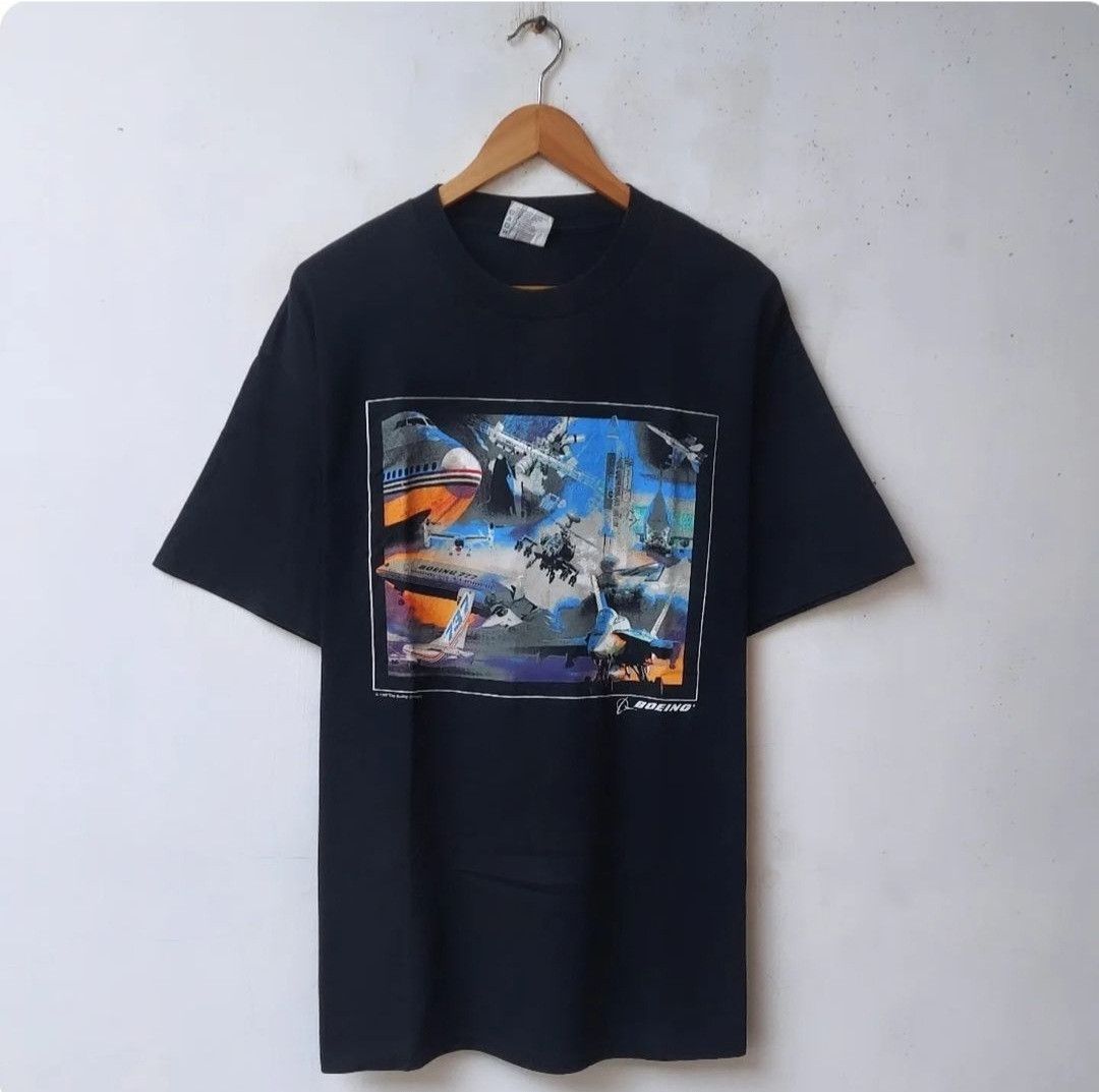 Vintage Vtg 90s Boeing 'graphic jets' Tshirt Size US XL / EU 56 / 4 - 1 Thumbnail