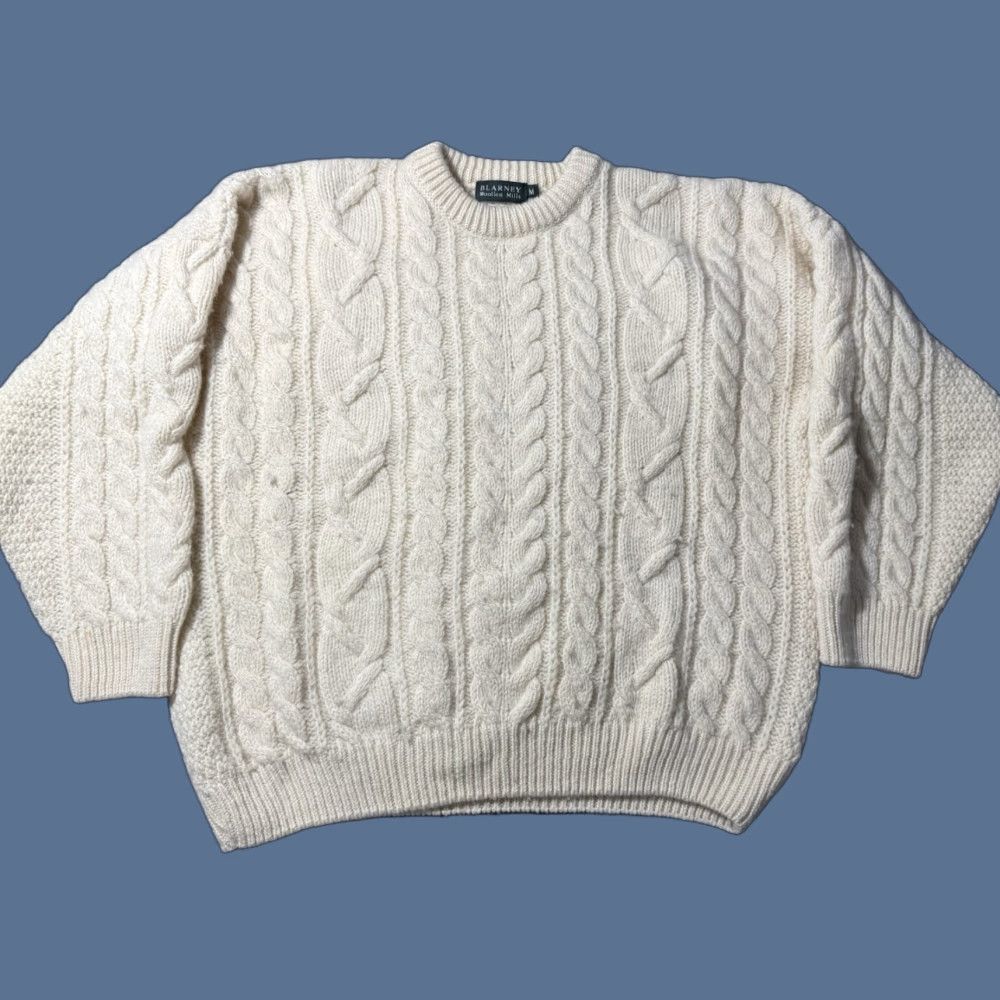 Vintage Blarney Woollen Mills Sweater Mens Medium Beige Aran Cable Knit Wool Pullover Size US M / EU 48-50 / 2 - 1 Thumbnail