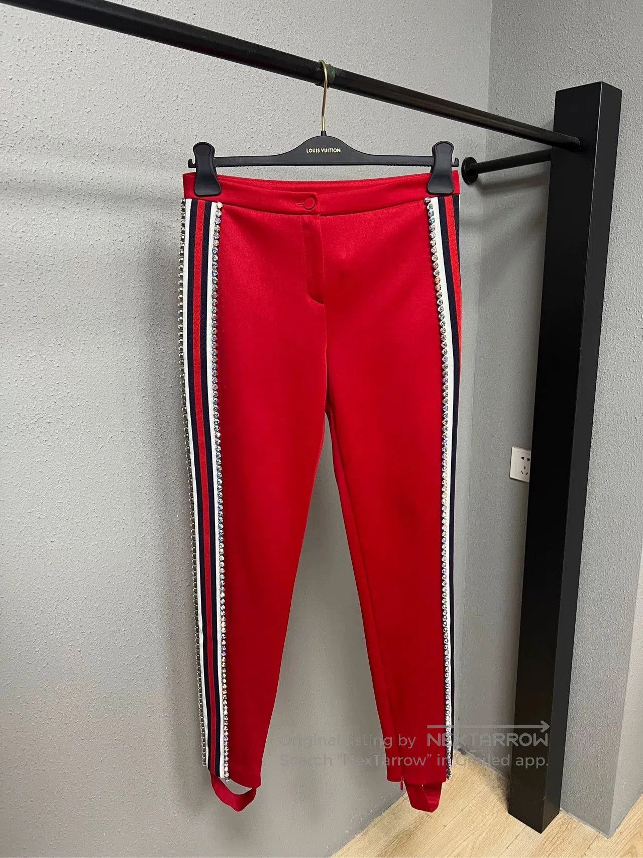 Gucci gucci red rhinestone track pants. Size 23" - 1 Thumbnail