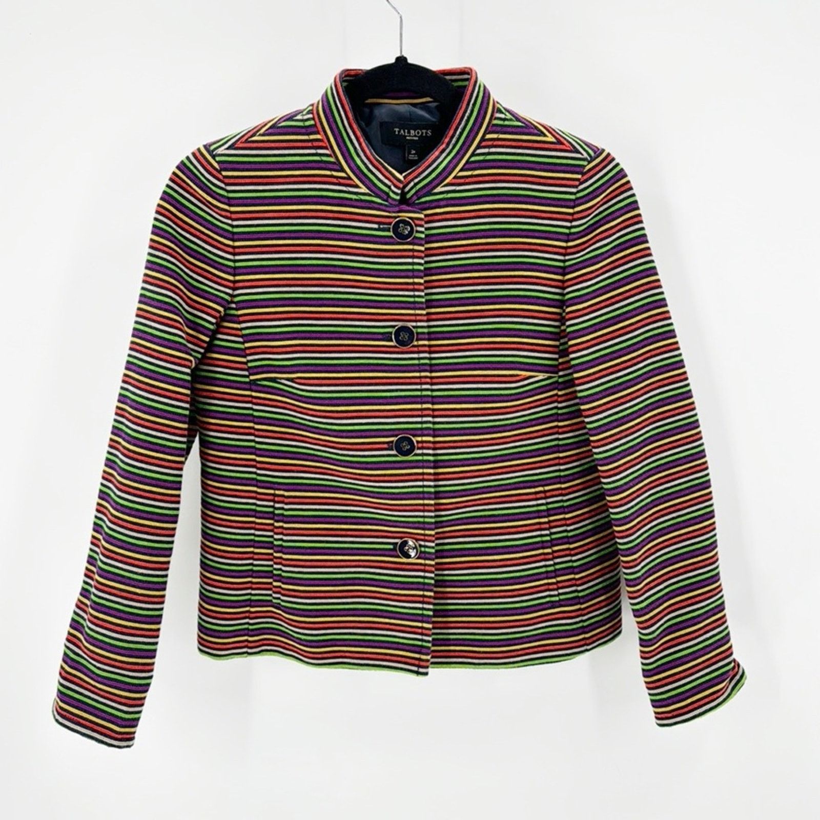 Other Talbots Cotton Blend Striped Blazer Multicolor Lined sz 4P Size S / US 4 / IT 40 - 1 Thumbnail