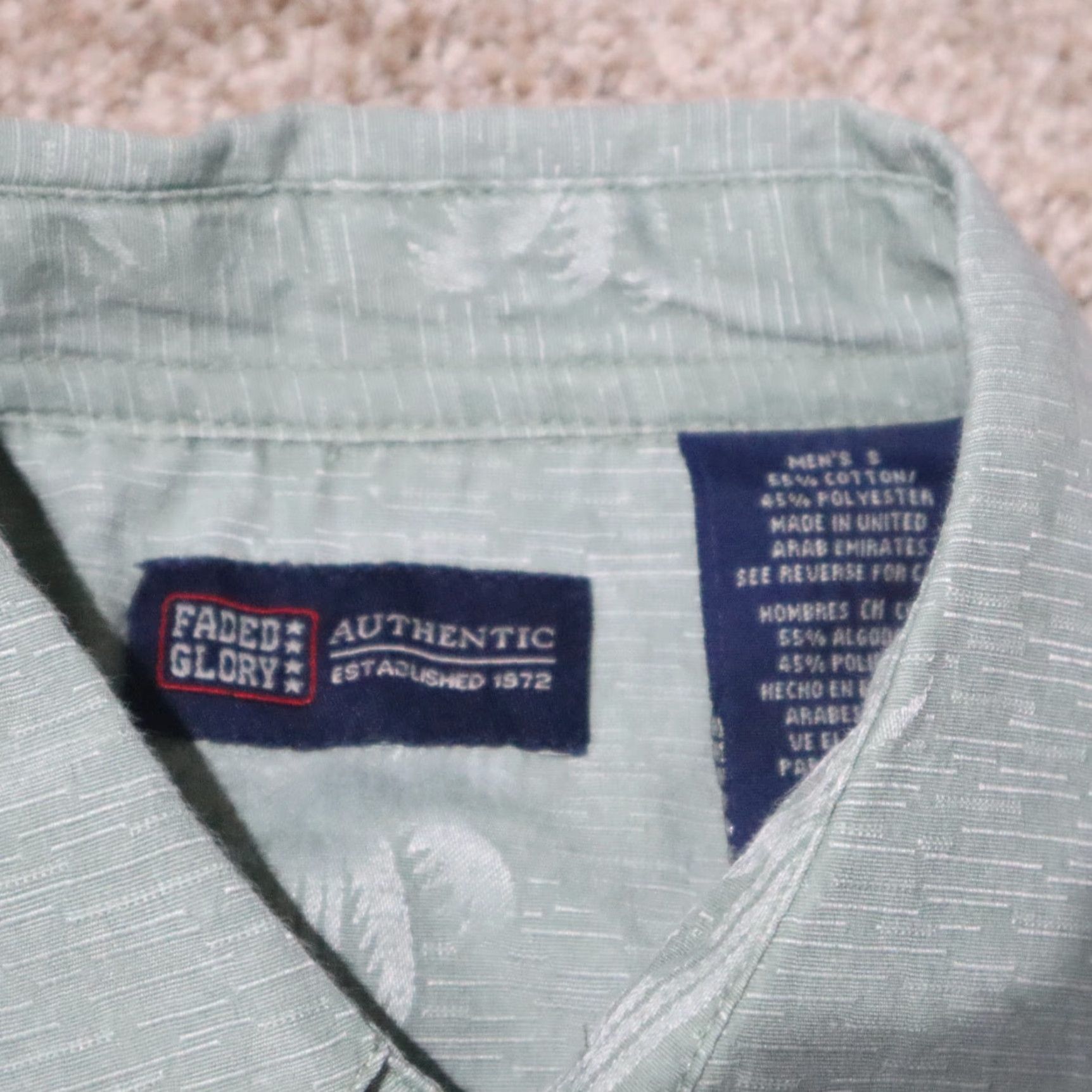 Faded Glory Faded Glory Shirt Button-Up Hawaiian Casual Men's S Small Blue Gray Floral Short Sleeve Size US S / EU 44-46 / 1 - 3 Thumbnail