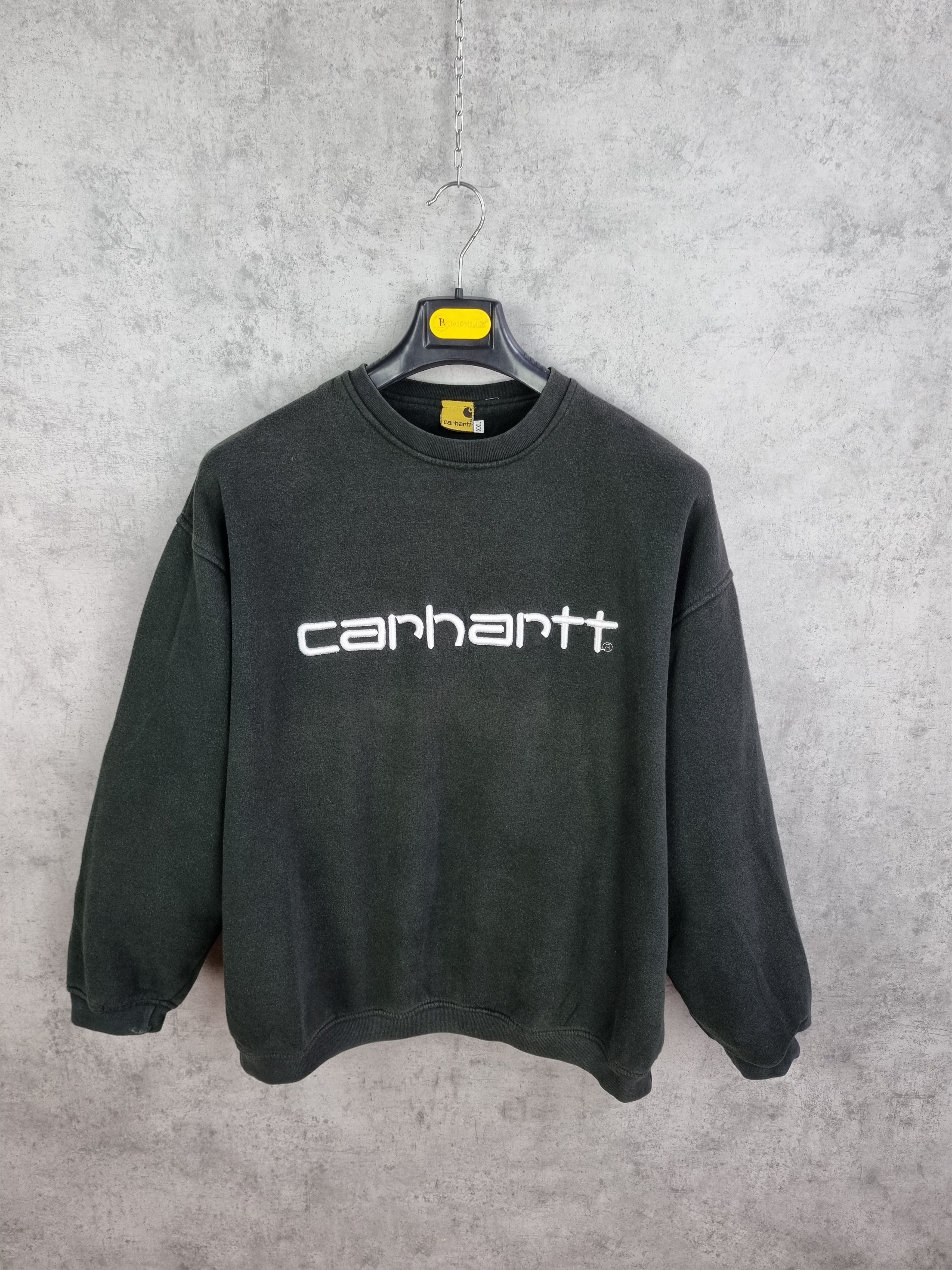 Vintage Faded Destroyed Sweatshirt with Embroidered Logo Size US XXL / EU 58 / 5 - 1 Thumbnail