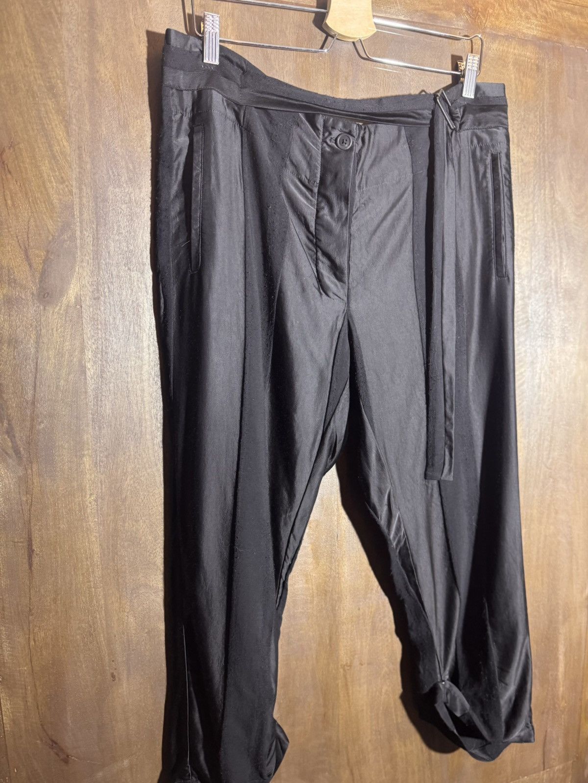 Ann Demeulemeester Ann Demeulemeester cropped black satin viscose pants women Size 28" / US 6 / IT 42 - 6 Thumbnail