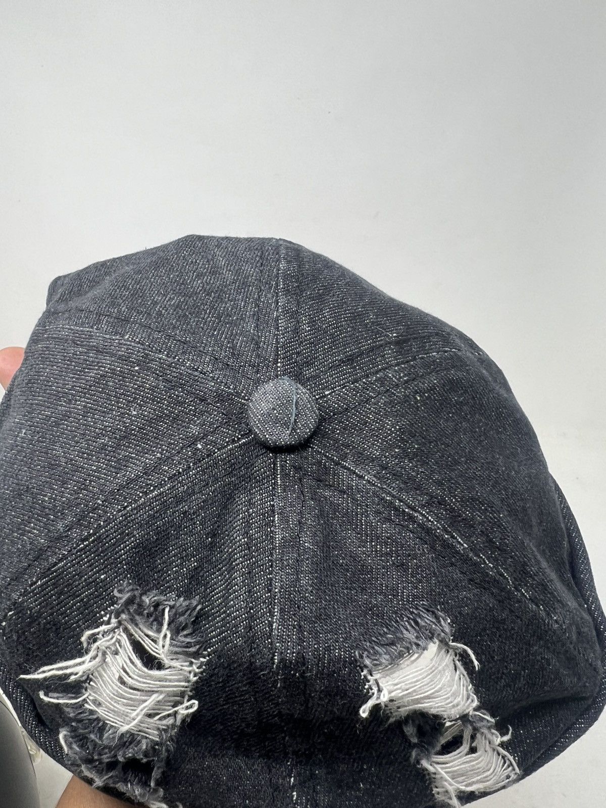 Japanese Brand Ripped Distressed Denim Brimless Hat Cap Size ONE SIZE - 8 Thumbnail