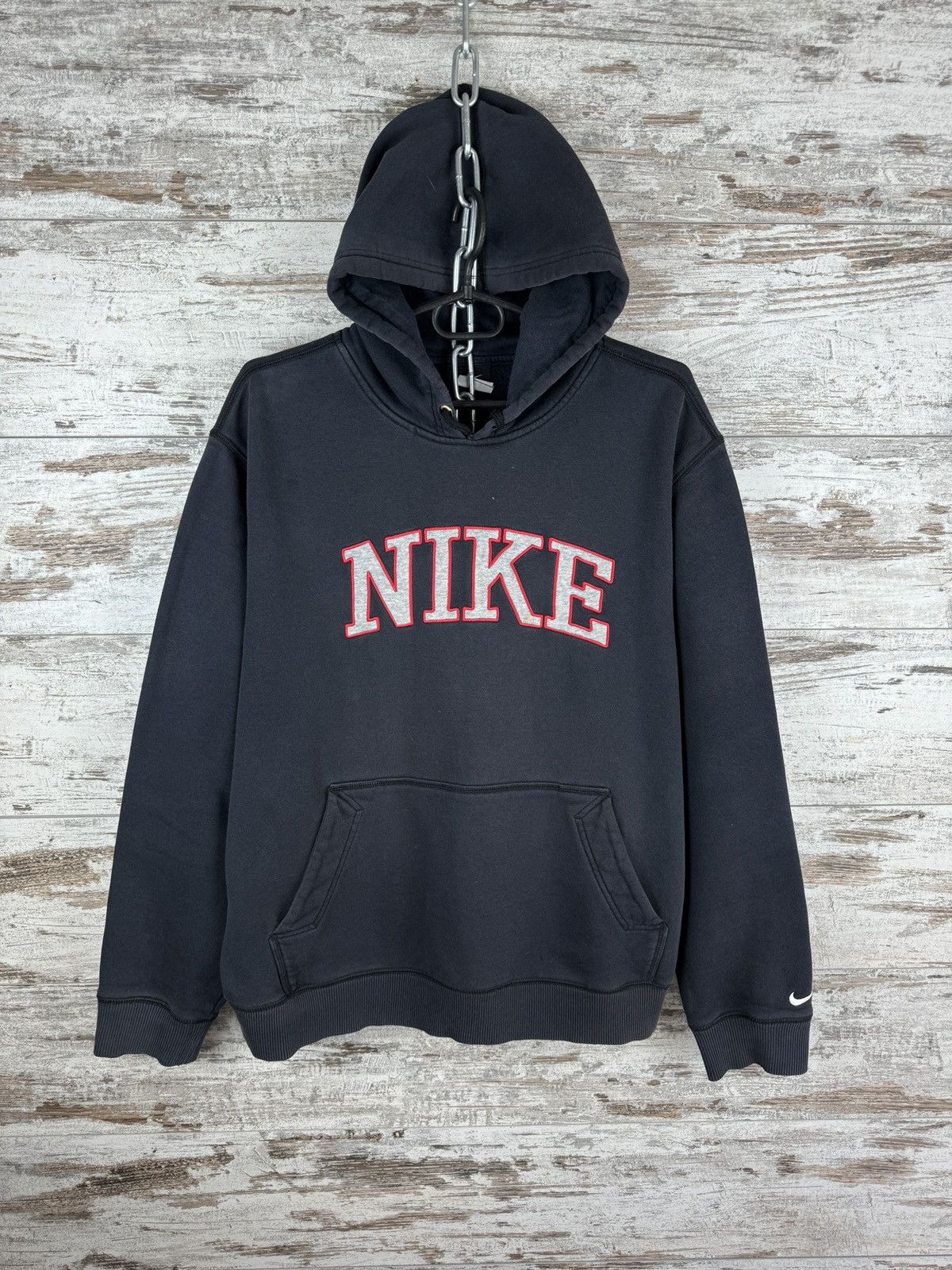 Nike × Vintage Mens Vintage Nike big logo hoodie distressed y2k rare drill Size US XL / EU 56 / 4 - 1 Thumbnail
